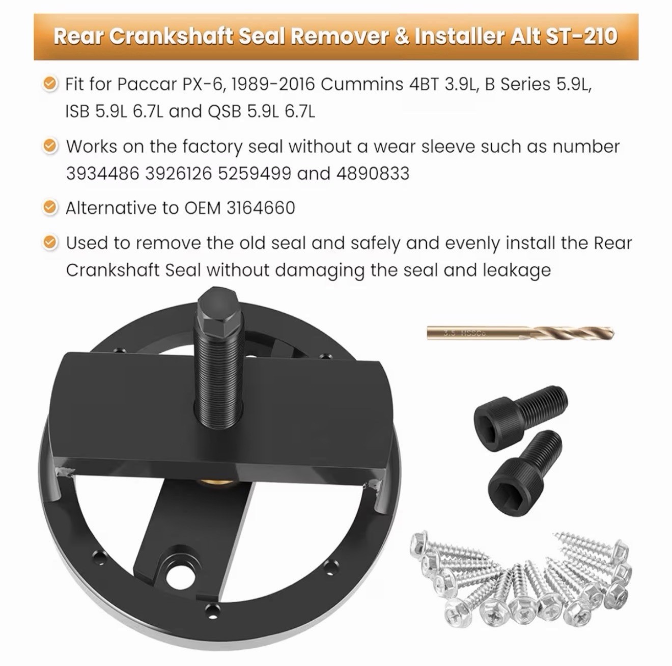 Front & Rear Crankshaft Seal Remover For Paccar PX-6 *LIGHT DAMAGE L👀K*