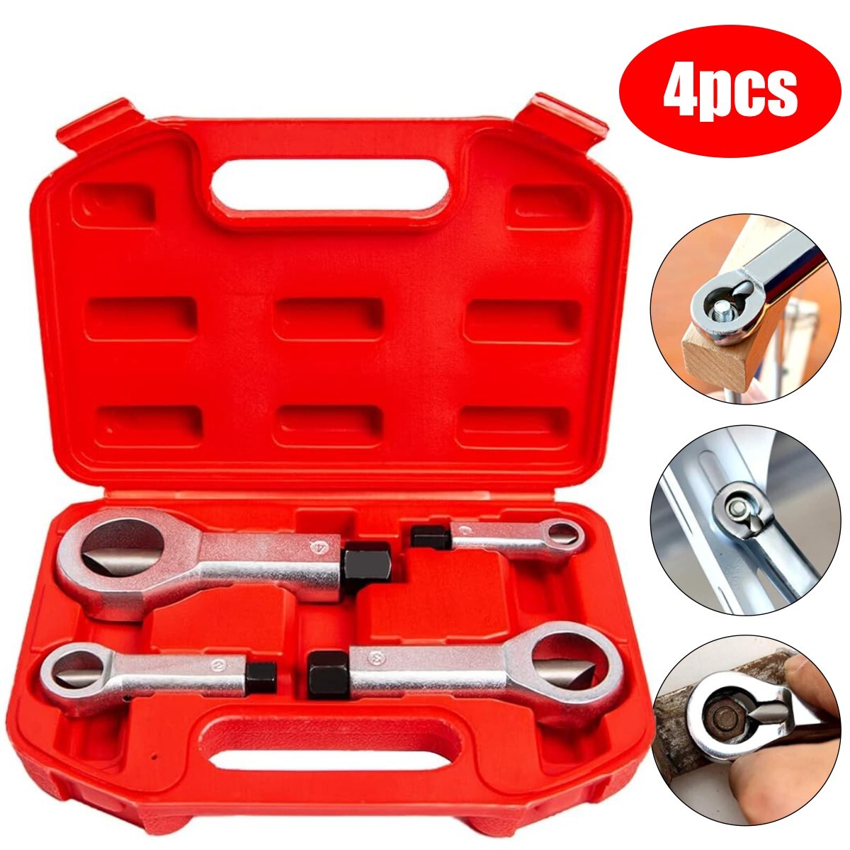 4pcs Nut Splitter Tool Broken Damaged Stuck Remover Puller Corroded Split Set