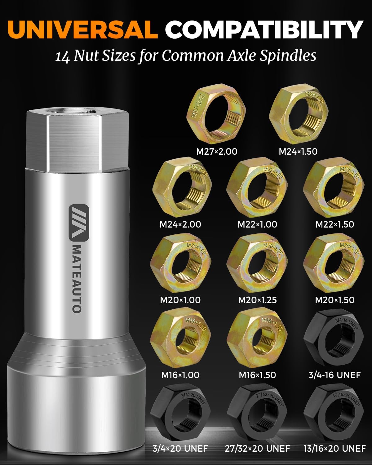 Axle Spindle Rethreading Kit 16 Piece Precision Repair Tool Set for Mechanics