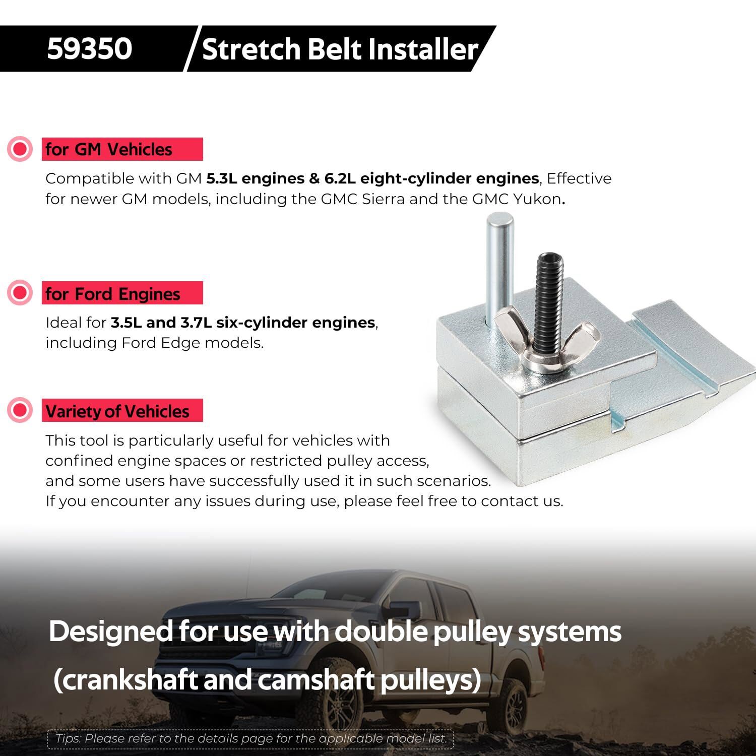59350 Stretch Belt Installer Tool for Extra Deep Double Pulleys