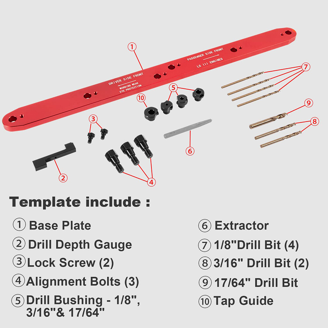 Manifold Drill Template Broken Bolts for GM Chevy LSIII 4.8L 5.3L 6.0L LIS-71400