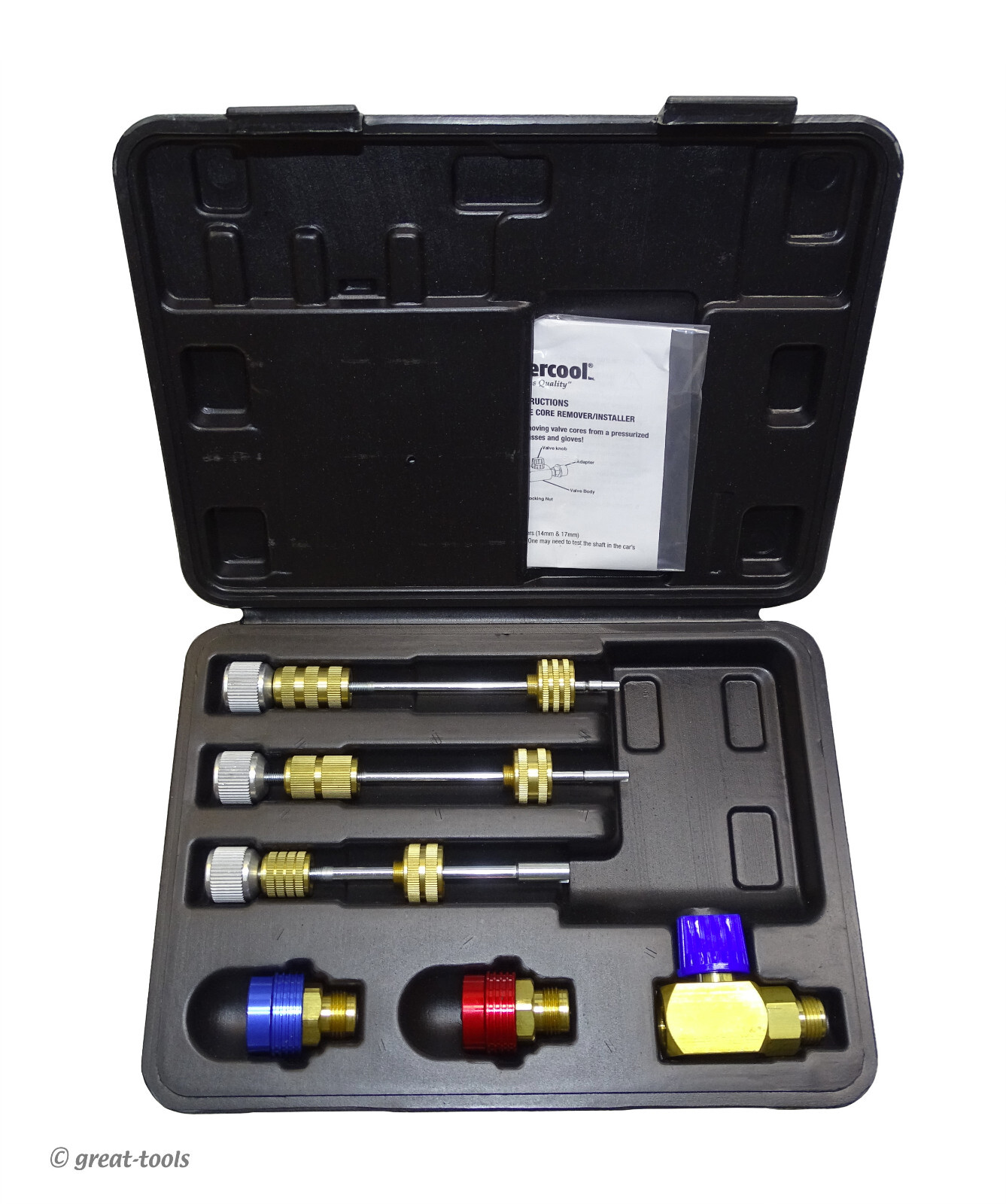 R1234YF VALVE CORE REMOVER / INSTALLER TOOLS – universal a/c service tool set