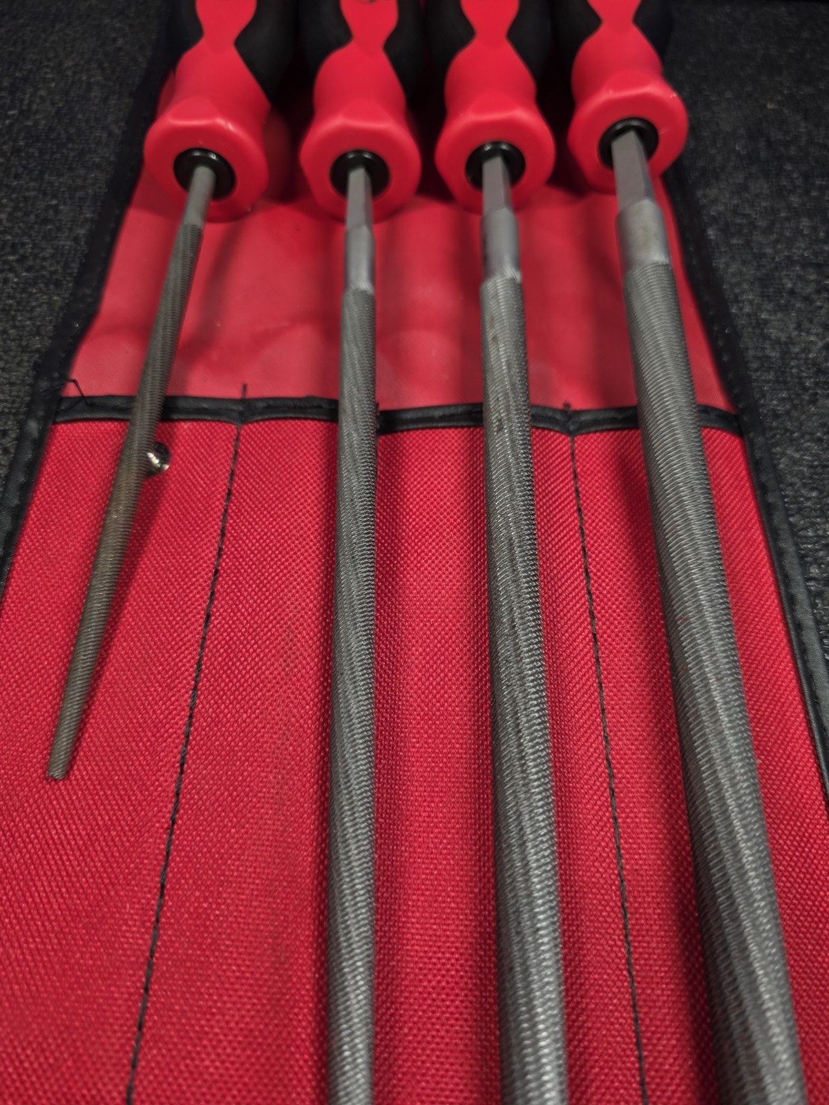 Snap-on Tools SGHBF200A 4-Piece LIGHT USE Red Handle Round File Set See Details