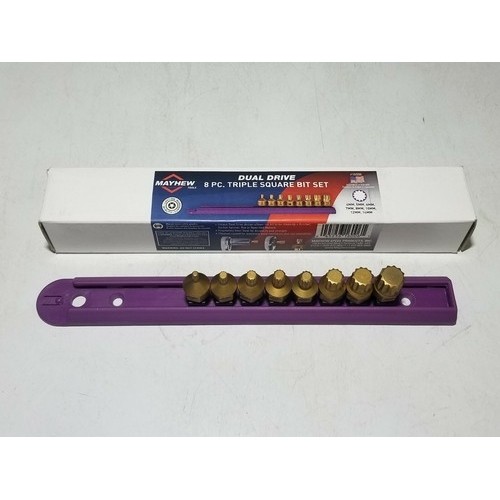 Mayhew 16006 Low-Profile Dual Drive Set, 8-Piece Triple Square, Titanium-Coated