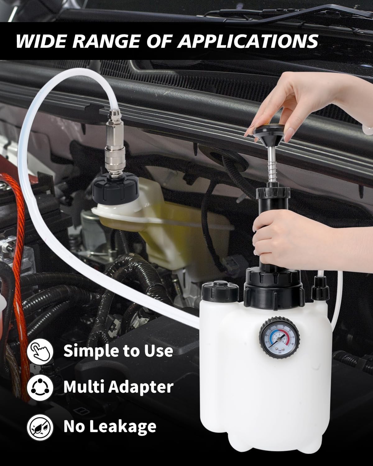 Brake Bleeder Kit Pressure Pump Fluid Flush Easy One-Person Operation