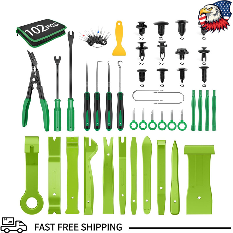 102Pcs Trim Removal Tool Kit, Car Push Pin Nylon Bumper Retainer Clip Set, Faste