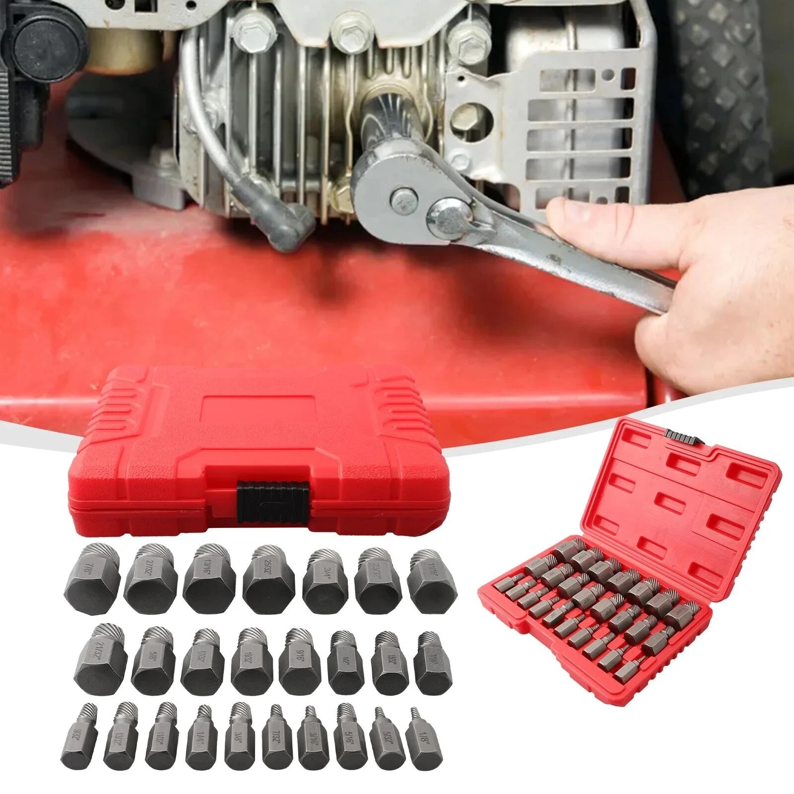 25Pcs Screw Extractor Set Hex Head Multi-Spline Easy Out Bolt Extractor Set