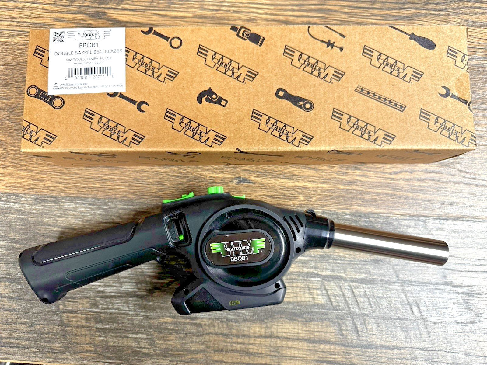 VIM Tools Double Barrel BBQ Blazer, Butane Torch and Air Blower #BBQB1