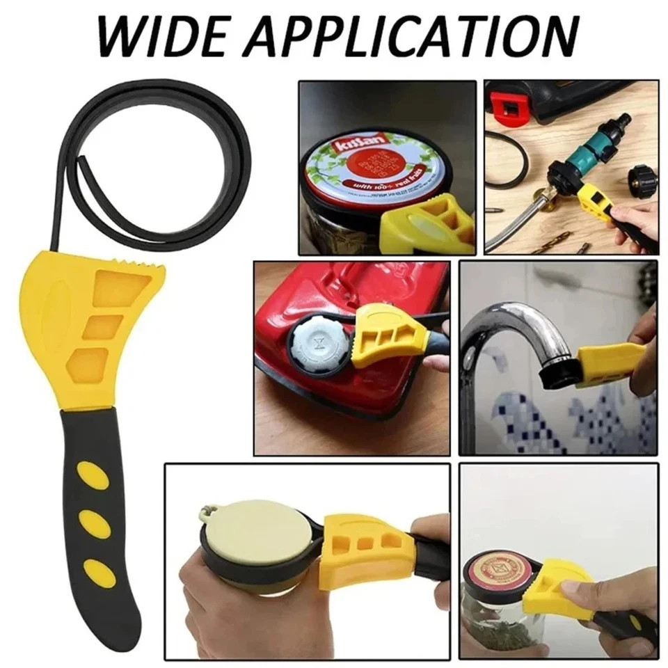 6″ Adjustable Rubber Belt Strap Wrench Metal Pipes Oil Water Filter Removal Tool
