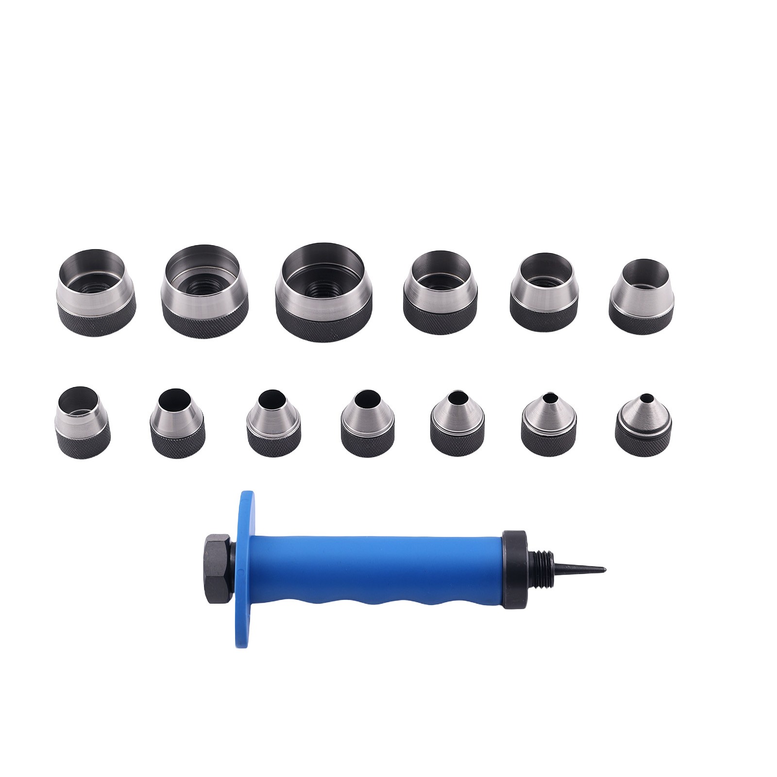 14pc Hollow Punch Tool Set Hole Punch 5-35mm with Spring Handle Storage Box