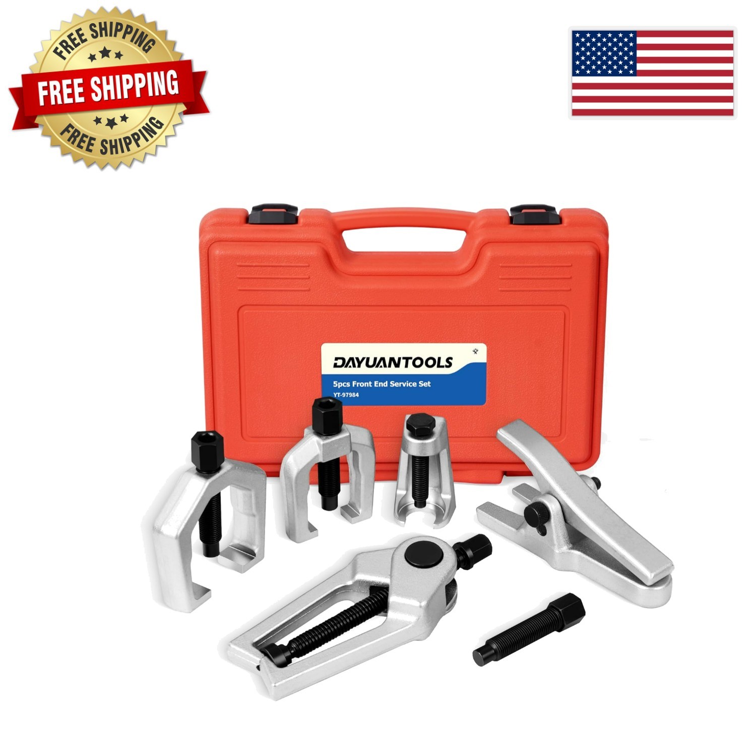 5Pcs Professional Ball Joint Separator & Tie Rod Puller Kit – Red Case Included
