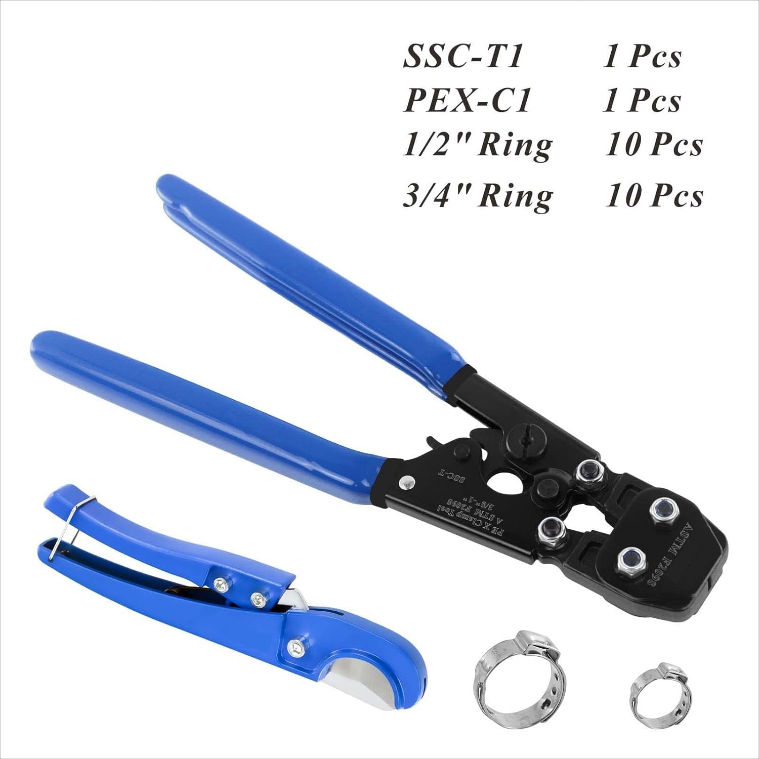 PEX Pipe Clamp Cinch Tool Crimping Crimper for Stainless Steel Blue