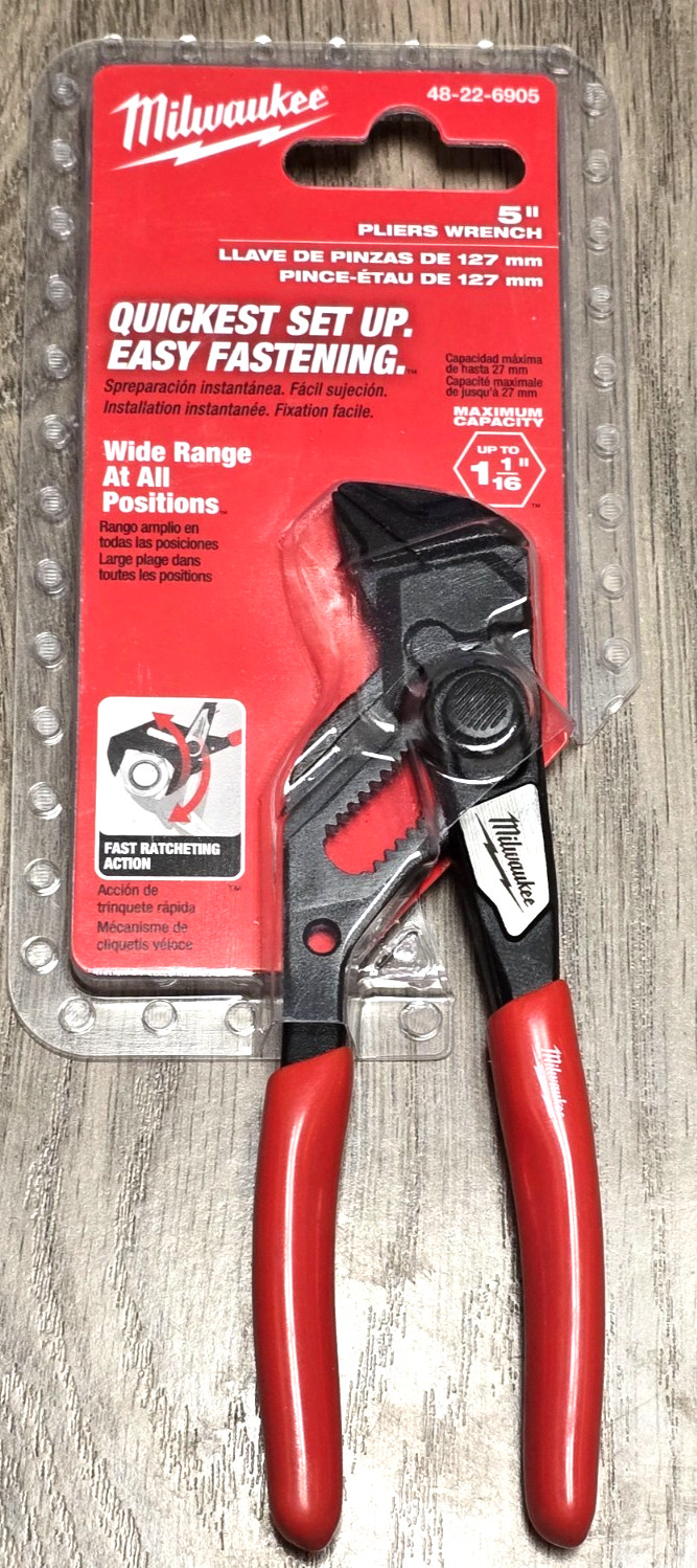 Milwaukee Tools 48-22-6905, 5″ EDC Push Button Adjustable Pliers Wrench New!