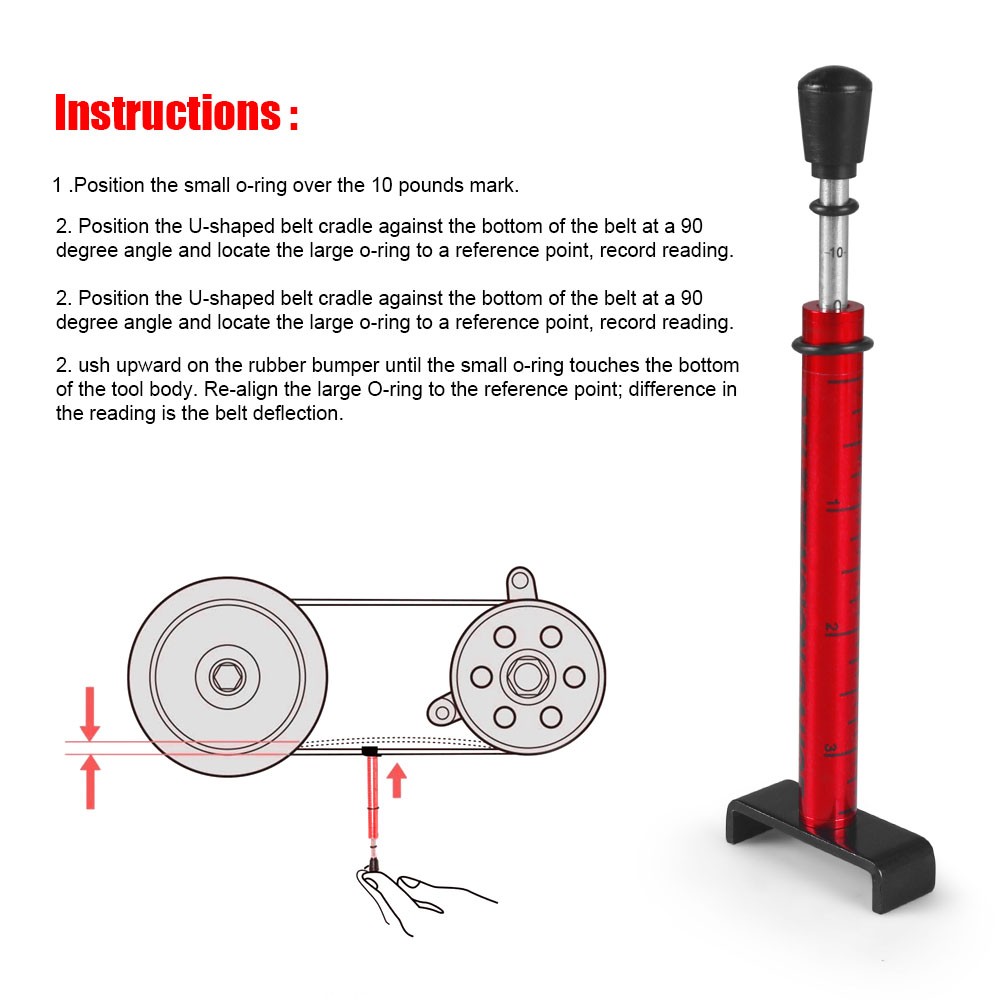 Motorcycle Adjustable Belt Tension Gauge Tool For Harley&All Belt Drive Bike Red