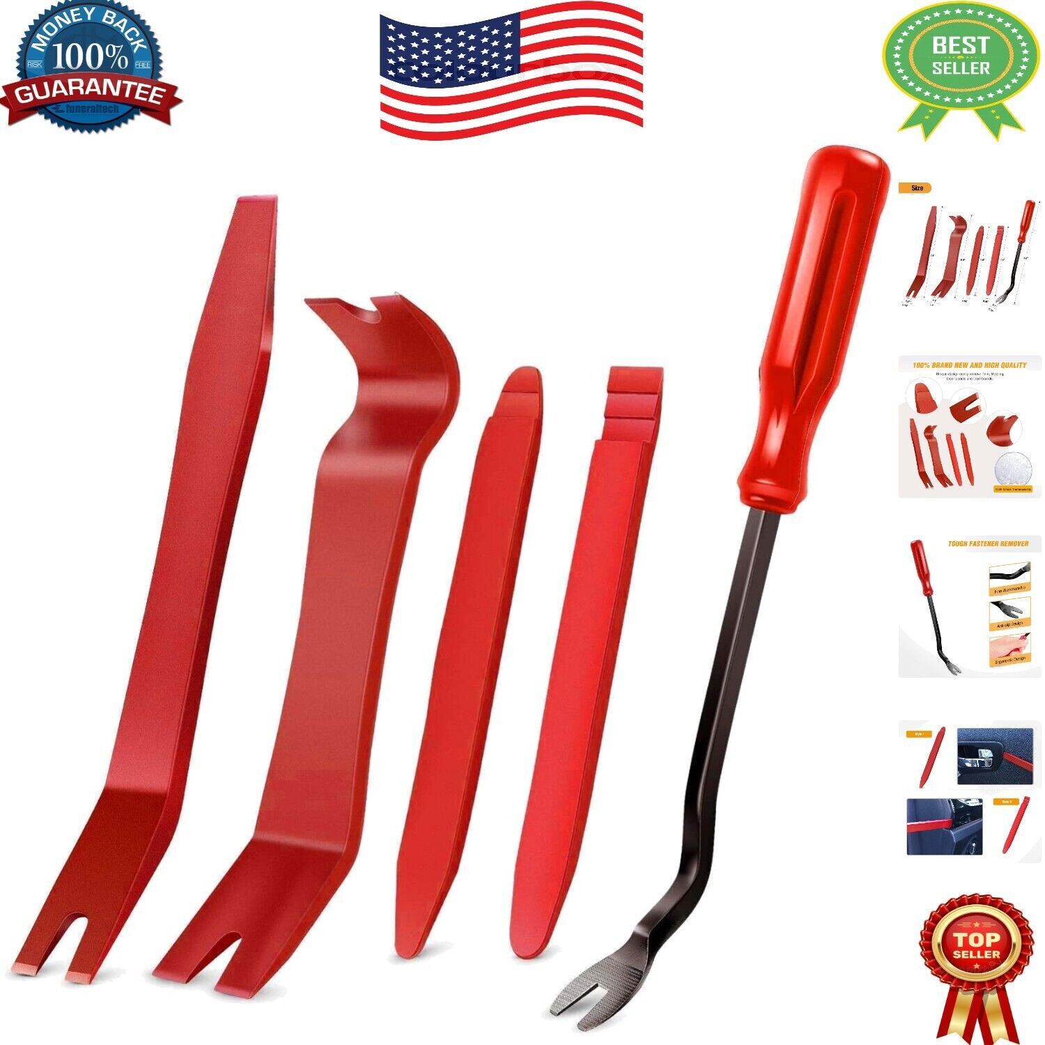 5x Nylon Auto Trim Removal Tools Kit No-Scratch Removal Tool Kit for Car Panel
