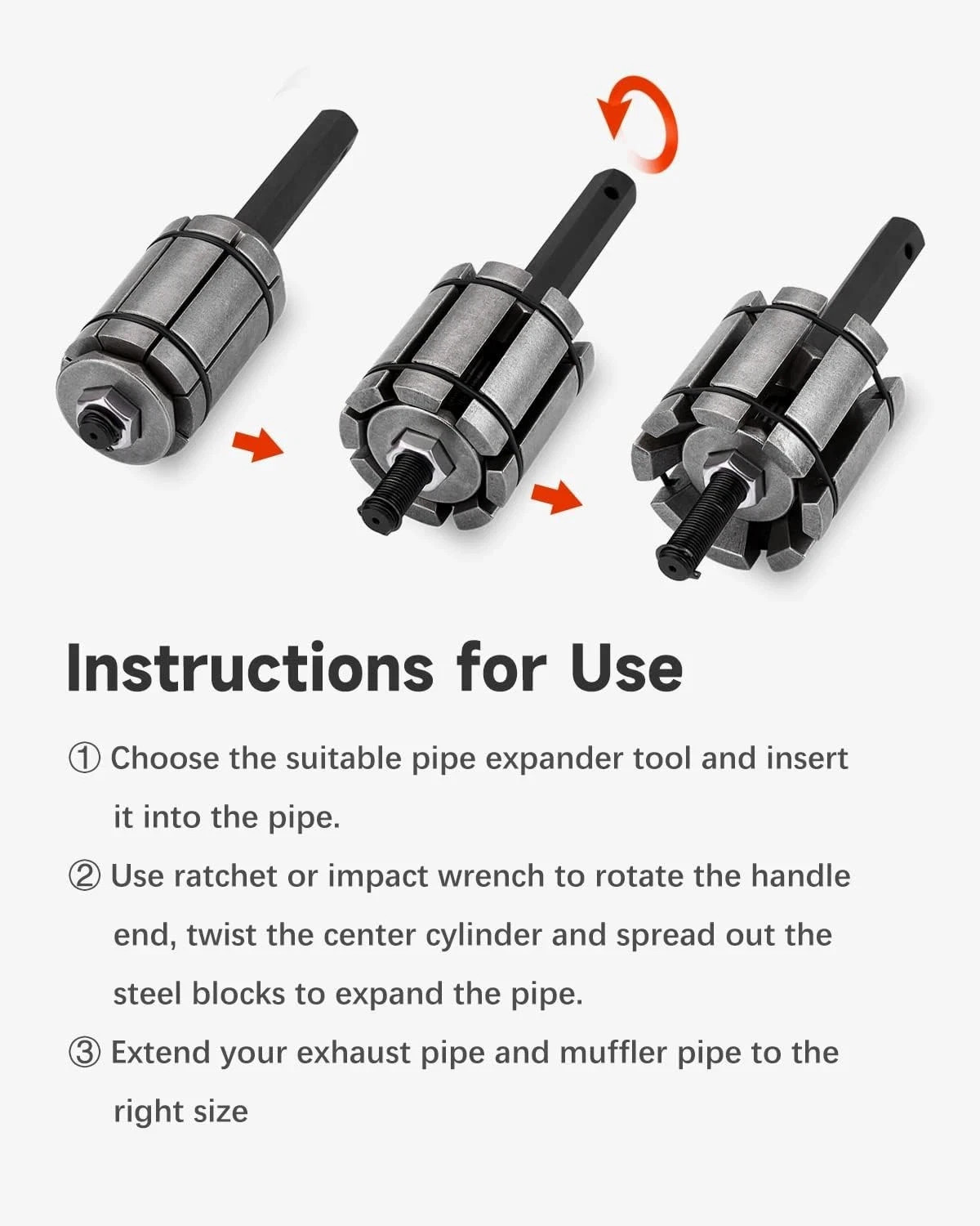 Tool Set for 1-1/18″ to 3-1/2″ Tail Pipe Tube Exhaust Muffler Expander Spreaders
