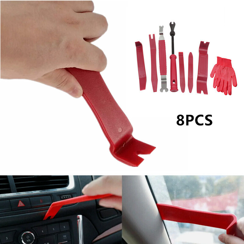 8PCS/SET Car Red Scratch Removal Tool Dash Panel Window Molding Fastener Remover
