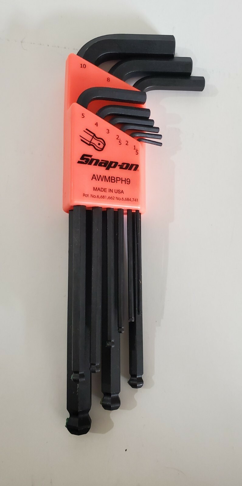 Snap On Tools L-shaped Ball HEX METRIC Wrench Set 9 keys SCREW Holder AWMBPH9 !!