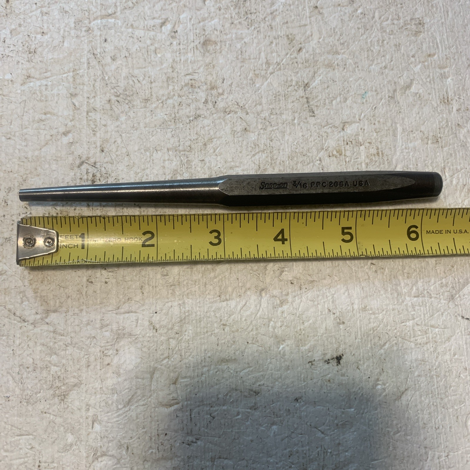 Vintage Snap On Tools PPC206A 6-1/4” Long Black Oxide 3/16” Punch 1928 Date Code