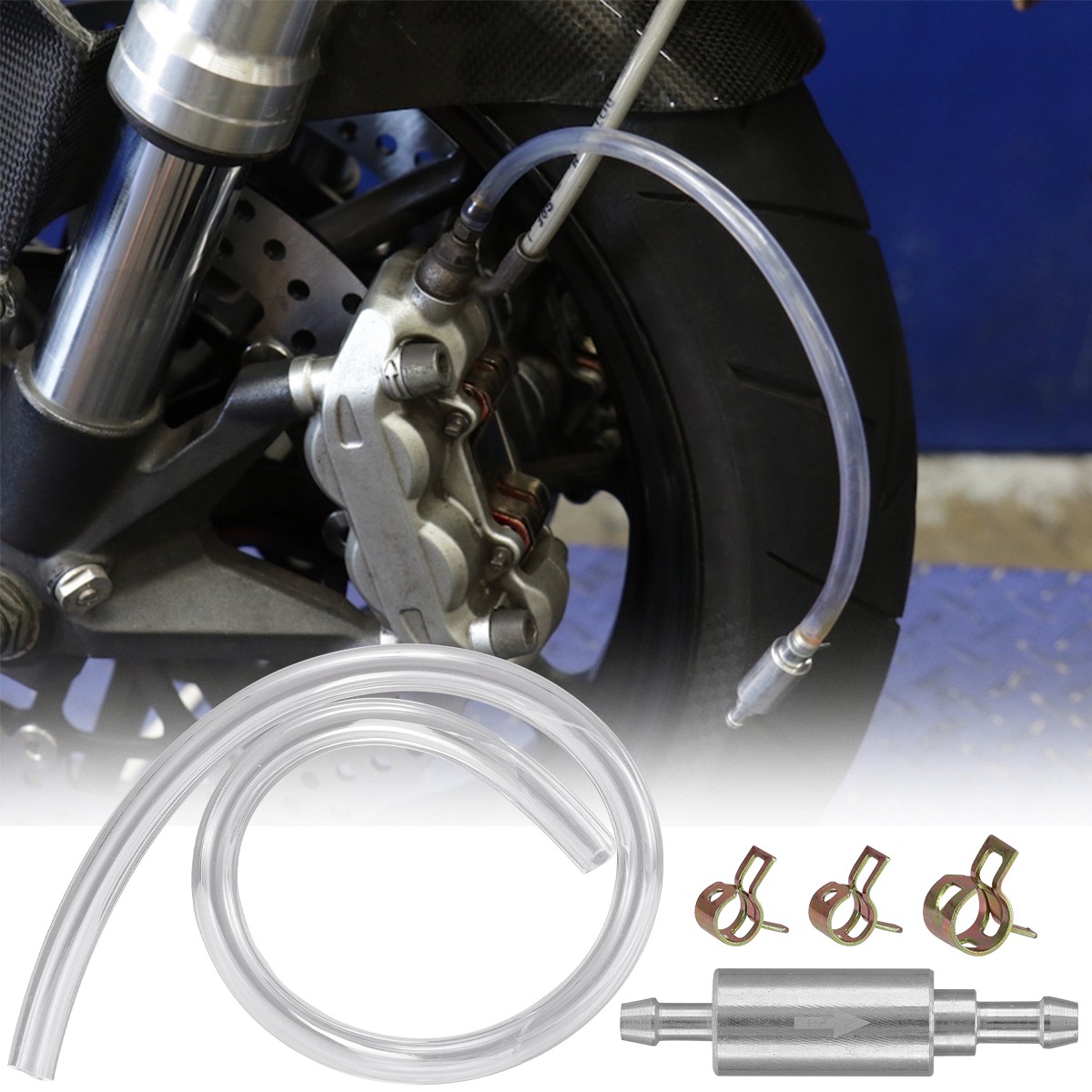 New 4 PCS Brake Bleeder Hose, One Way Check Valve Tube Bleeding Tool Kit Silver