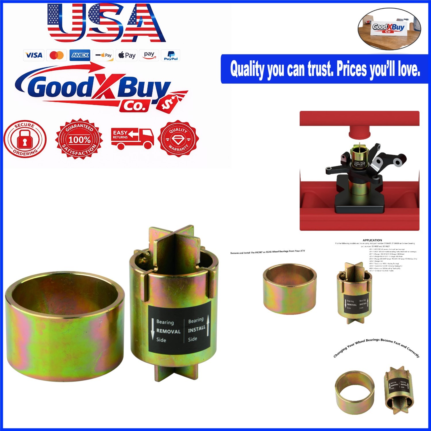 Wheel Bearing Press Tool for Polaris RZR Ranger Sportsman Scrambler 850 1000 …