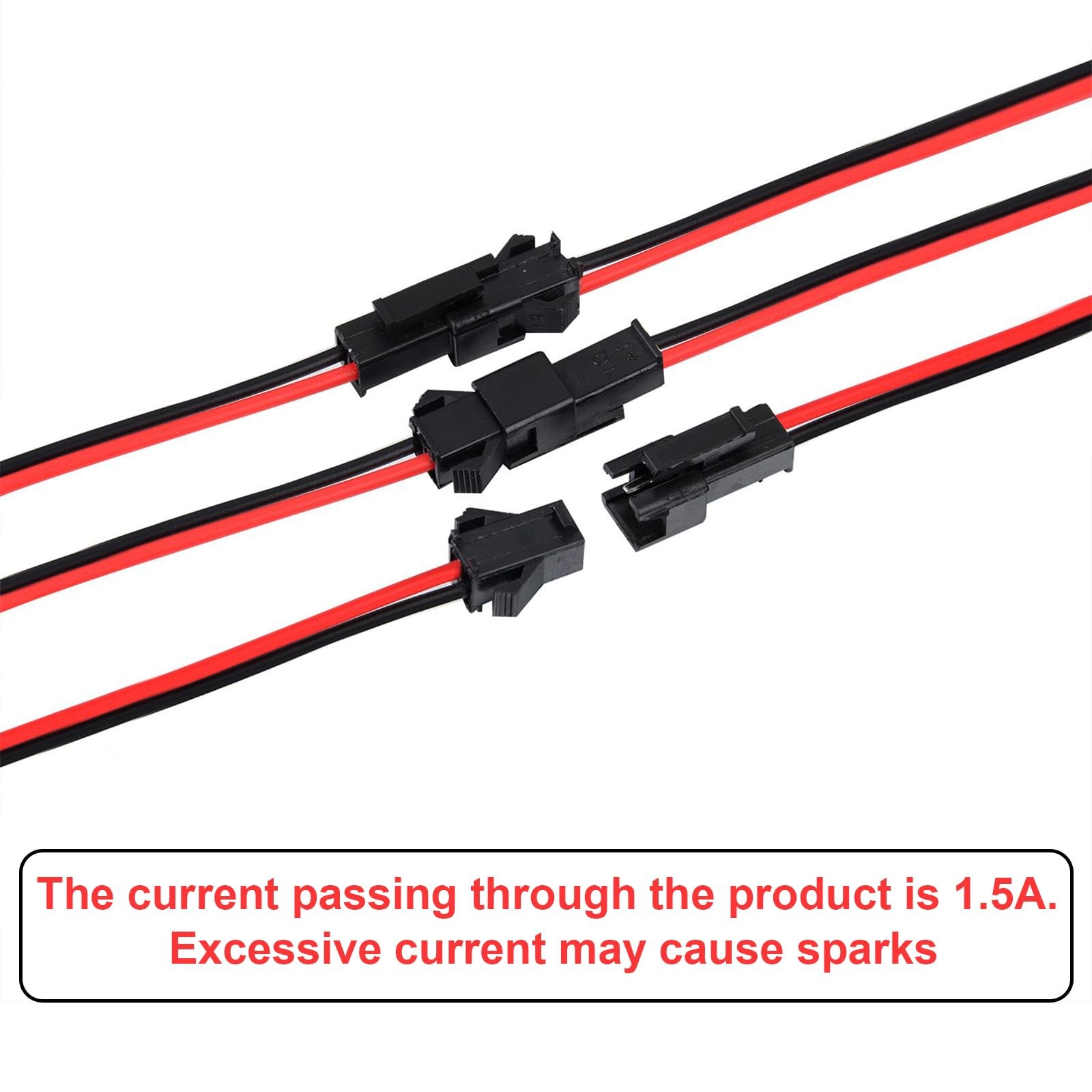 22 AWG JST SM 2 Pin Plug Male and Female 135 millimeters, Red Black