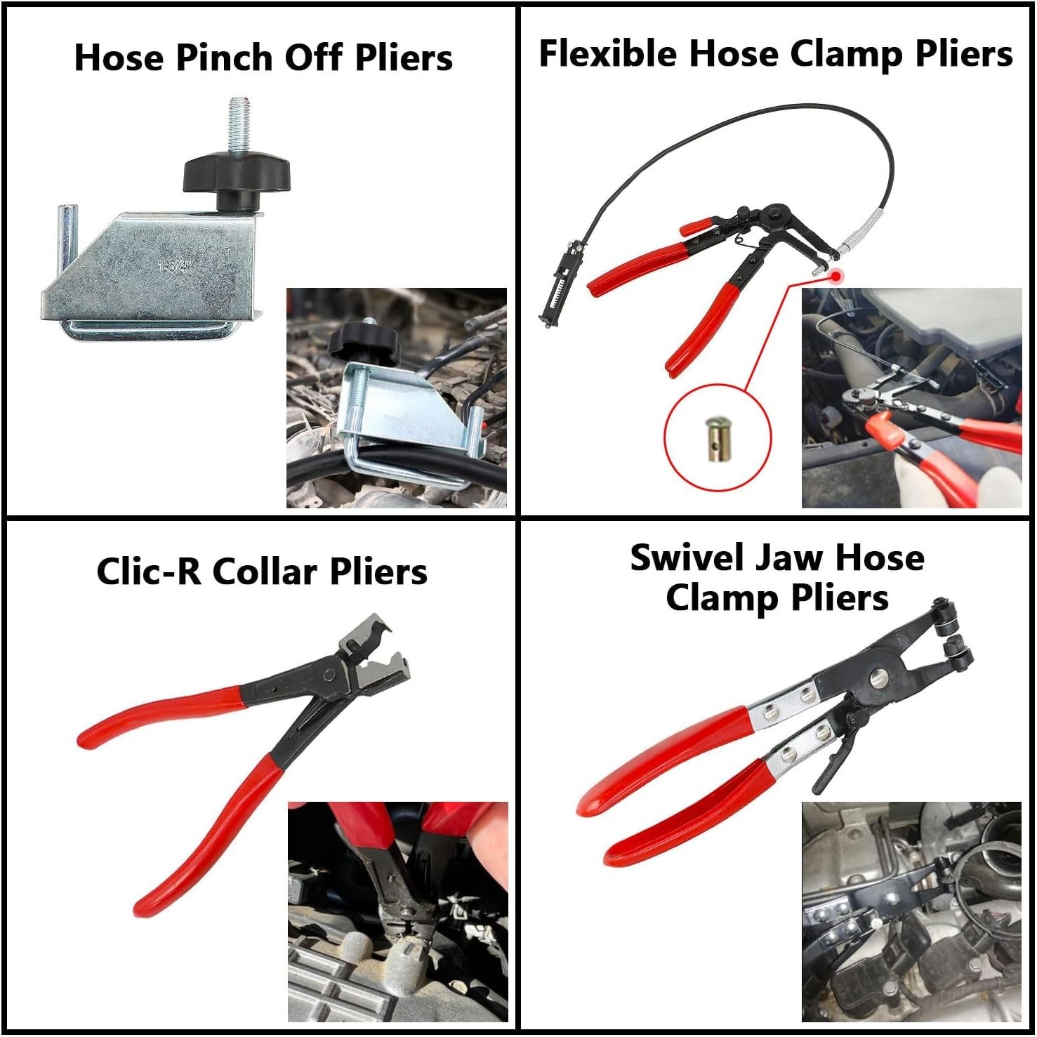 DPTOOL Hose Clamp Pliers Set 15pcs Removal and Installation Red
