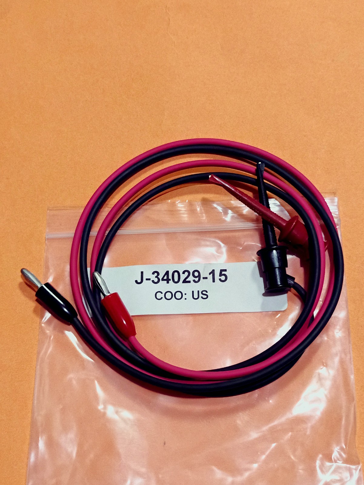 KENT MOORE J-34029-15 RED/BLACK EZ MINI HOOK TEST PROBE LEADS IN OPEN POUCH