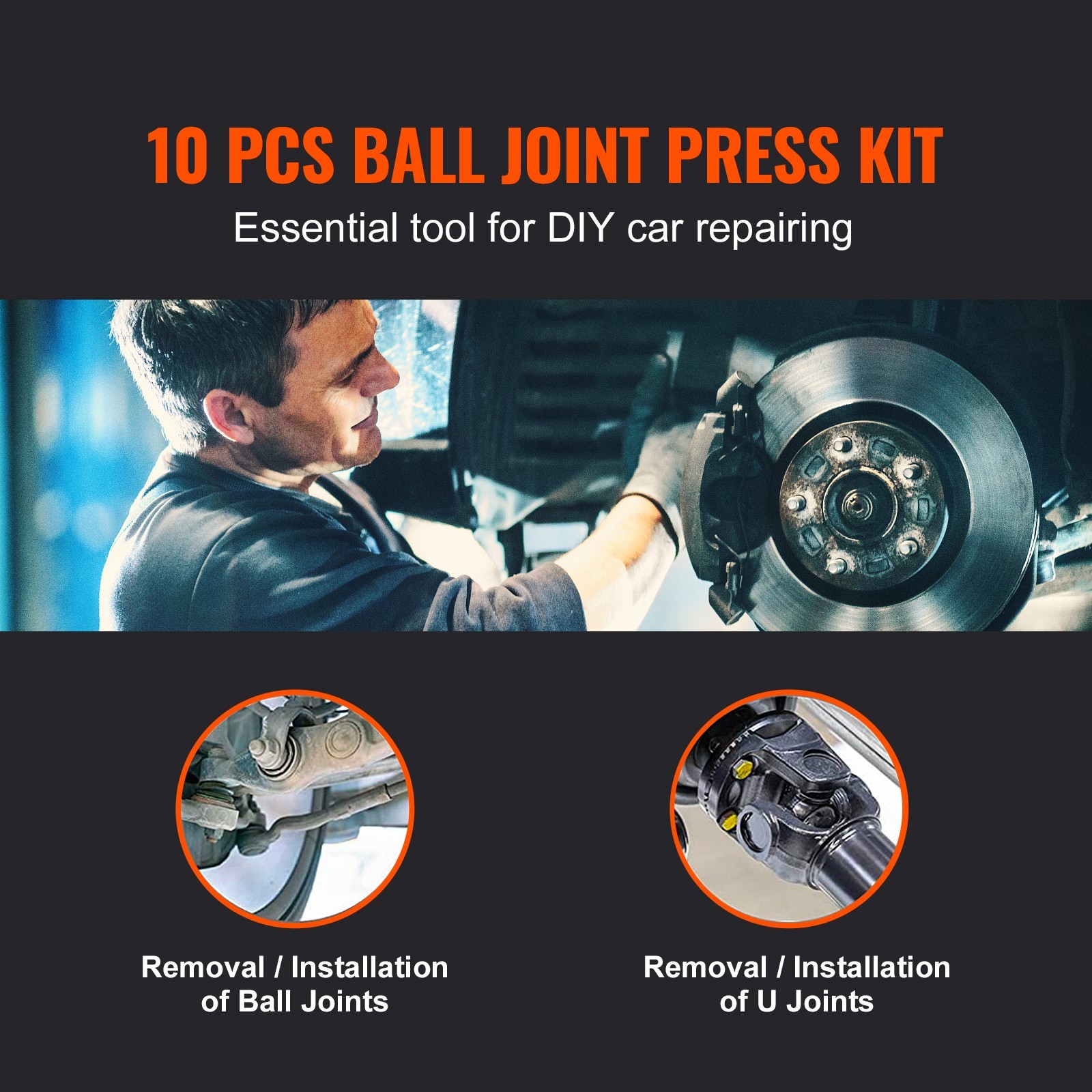 KFFKFF 10 Piece Ball Joint Press Tool Kit for Auto Repair