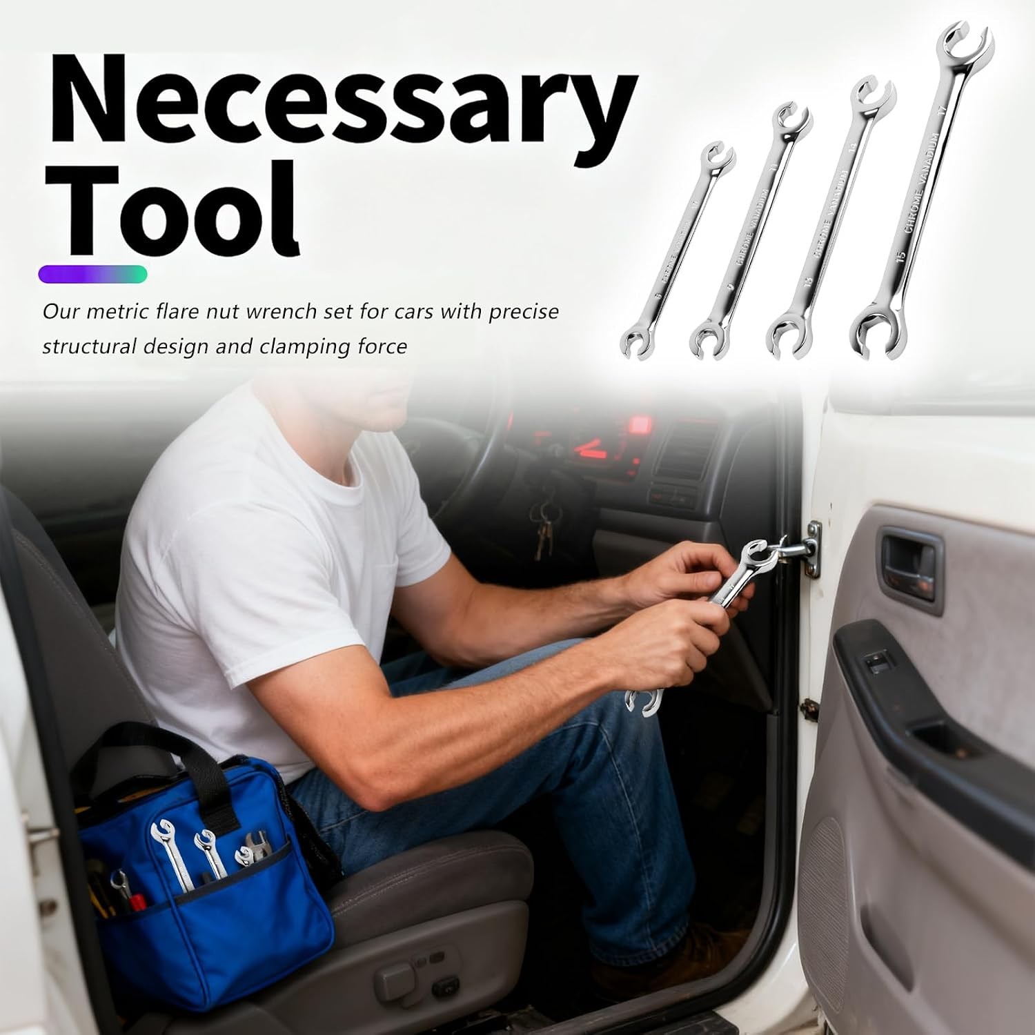 4PCS Carbon Steel Brake Line Wrench Set 8mm/10mm/9mm/11mm/13mm/14mm/15mm/17mm Do