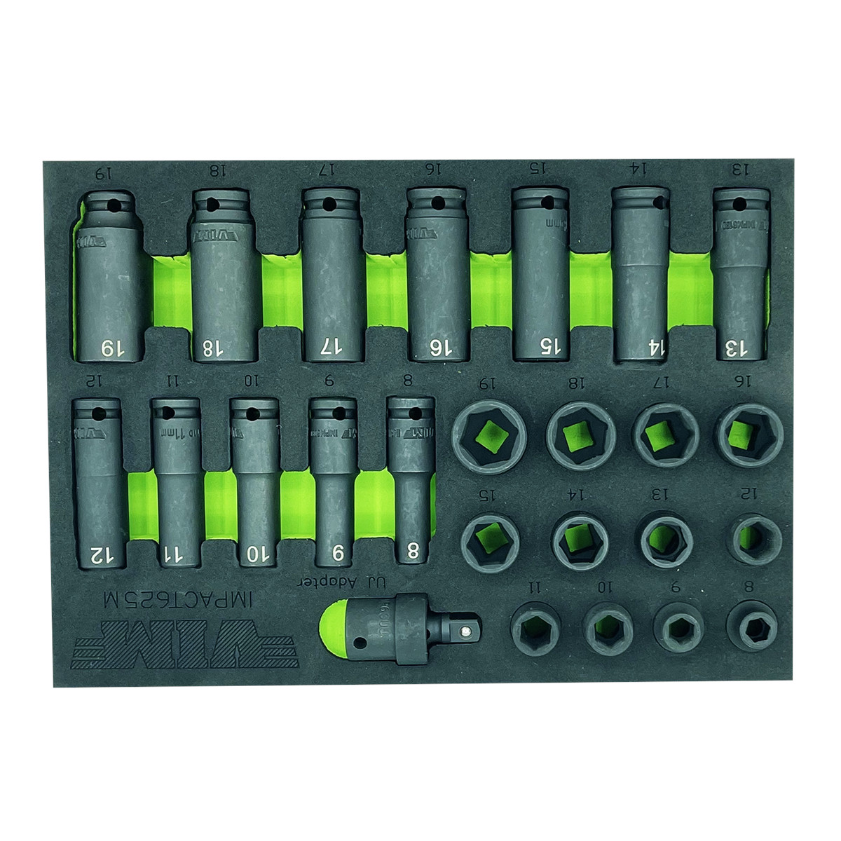 VIM Tools 25 Piece 3/8 Inch Drive Metric Impact Socket Set IMPACT625M