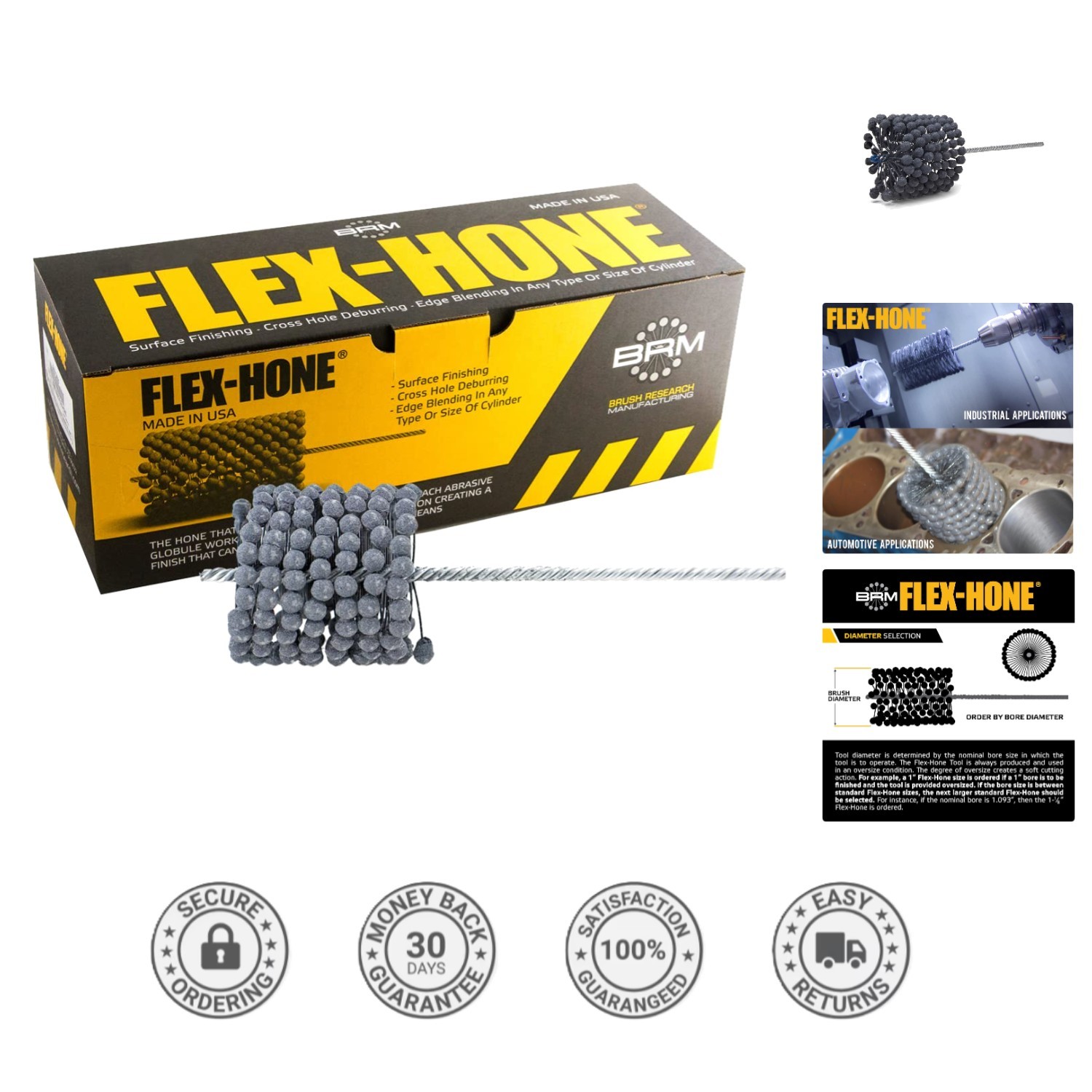 240 Grit Silicon Carbide Flex-Hone, 3-1/2″ Diameter for Deburring & Finishing