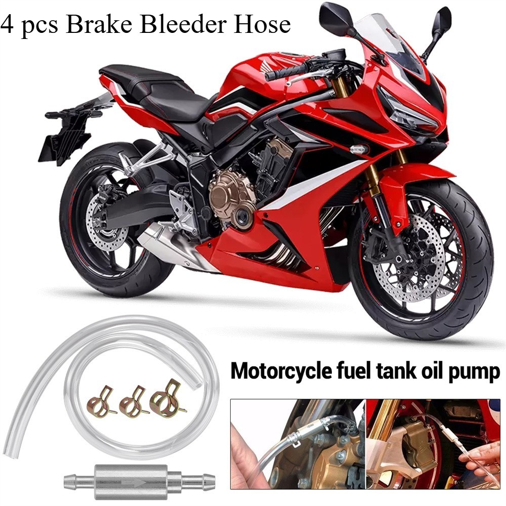 4 PCS Brake Bleeder Hose, One Way Check Valve Tube Bleeding Tool Kit Silver US
