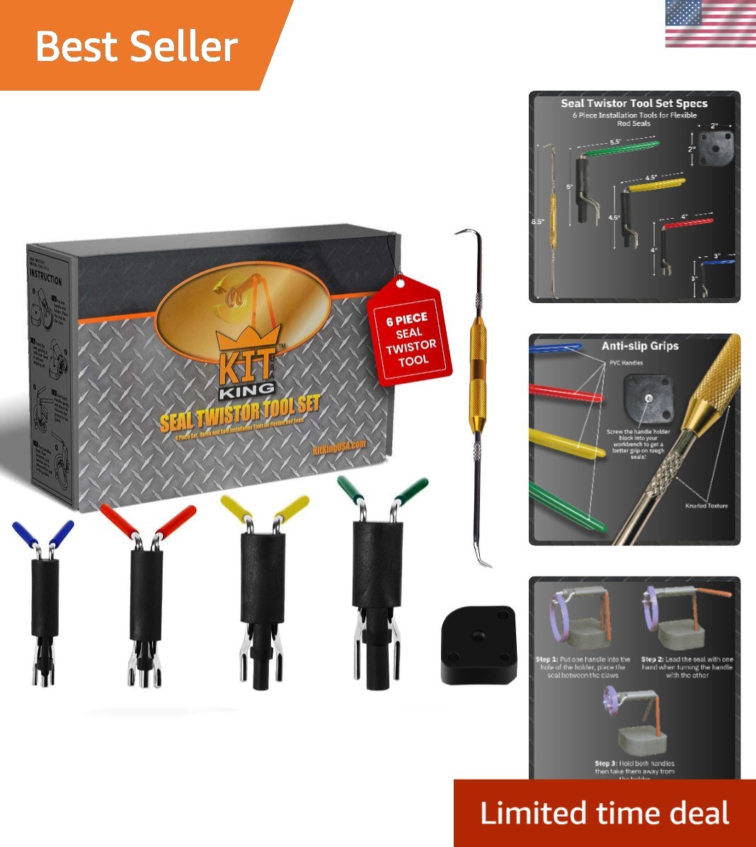 Hydraulic Seal Installation Tool Set – 6 Piece Twistor Kit for Easy Seal Fitting