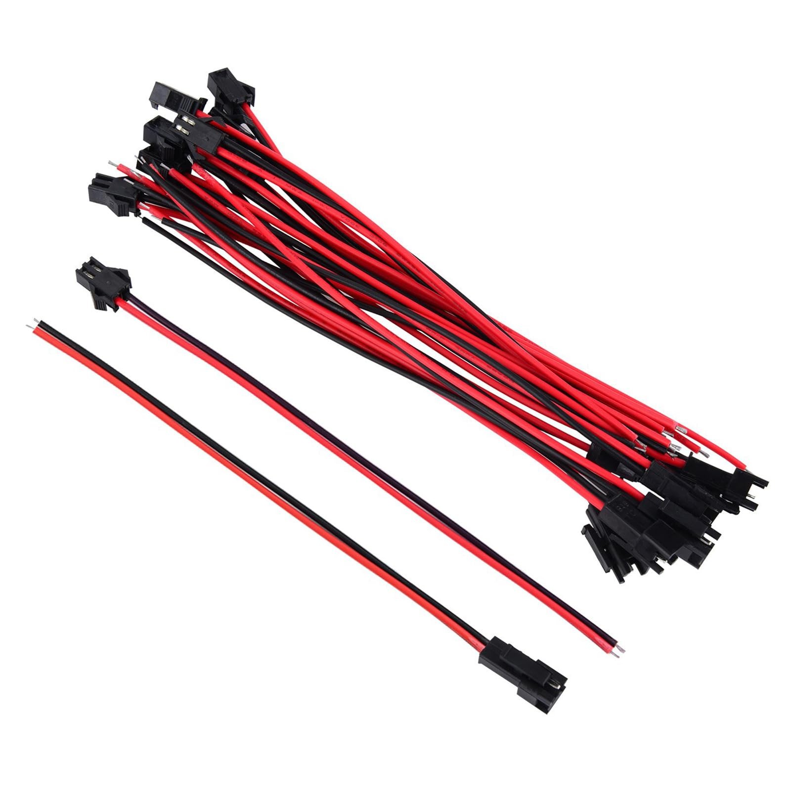 22 AWG JST SM 2 Pin Plug Male and Female 135 millimeters, Red Black