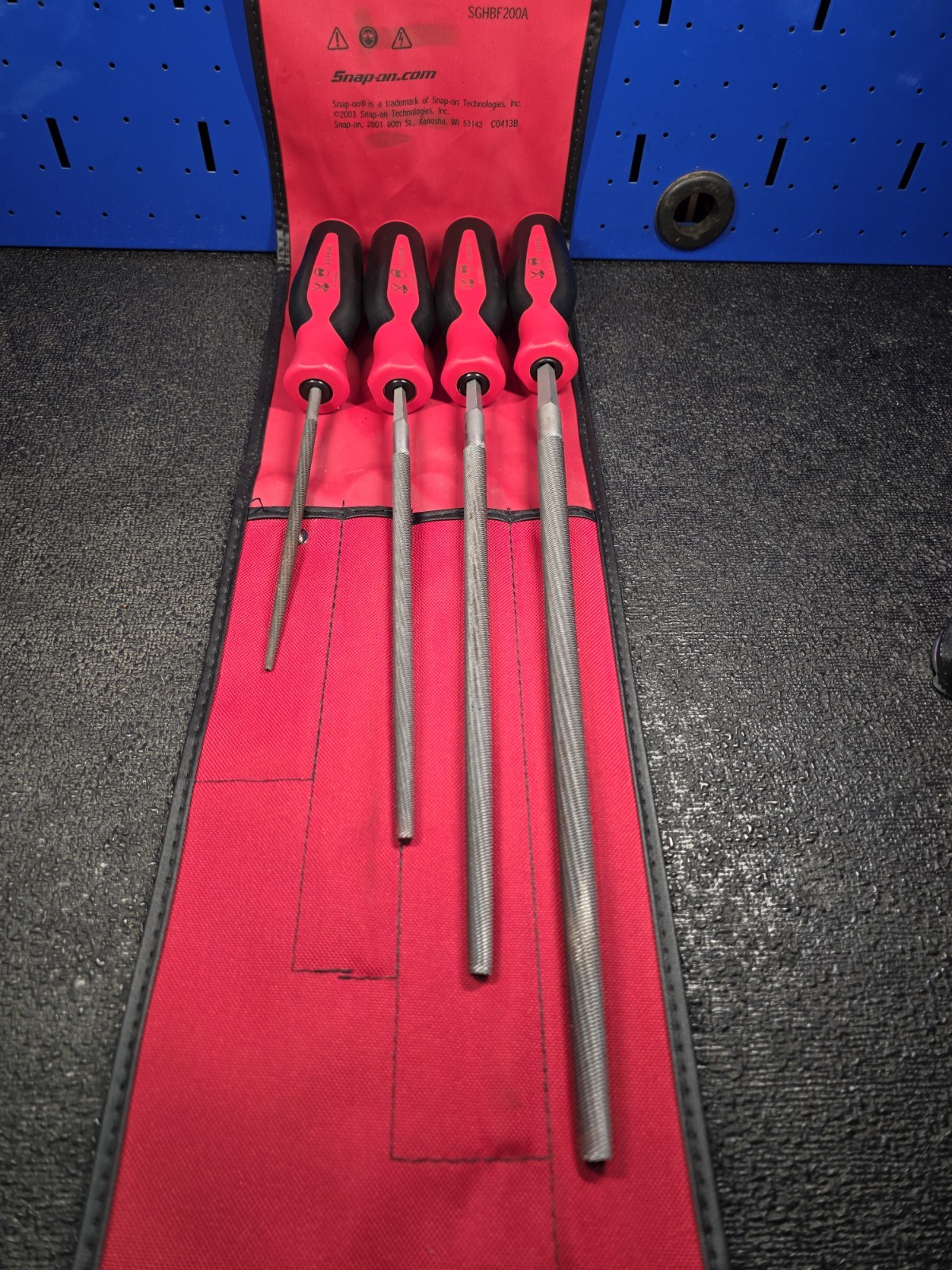 Snap-on Tools SGHBF200A 4-Piece LIGHT USE Red Handle Round File Set See Details