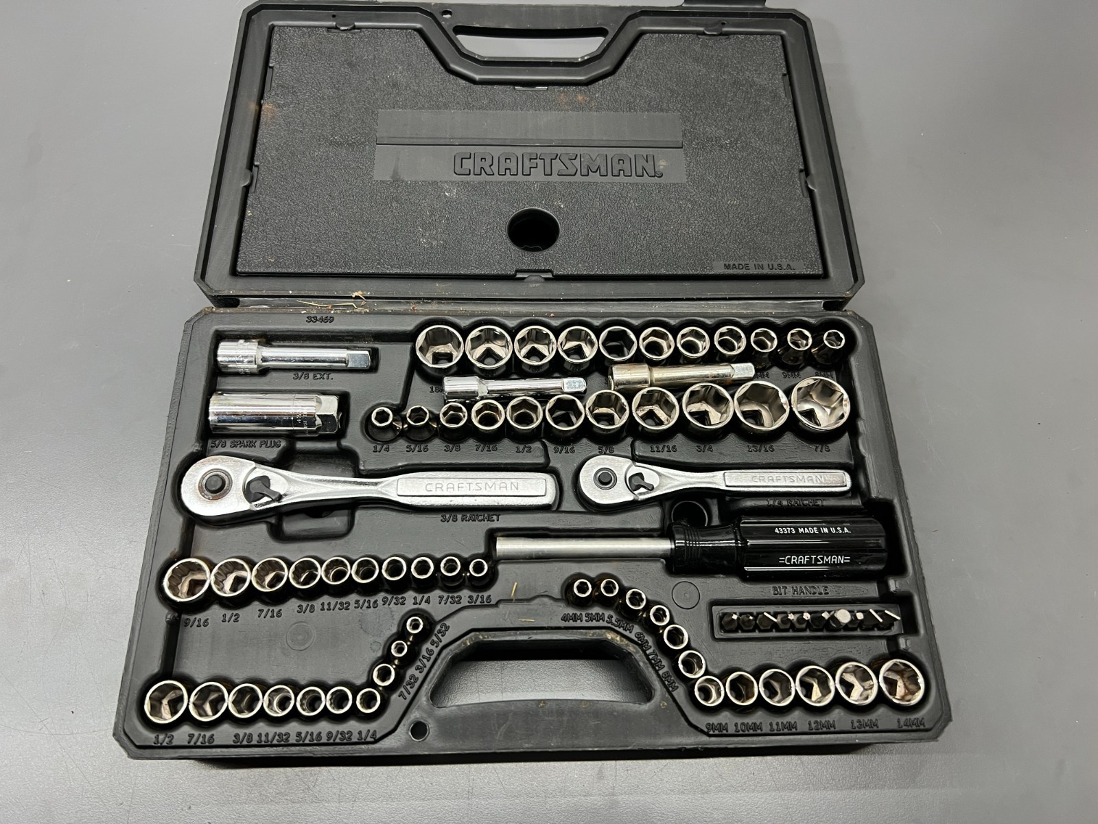 VINTAGE CRAFTSMAN 9 33469 69PC MECHANICS TOOL SET W CASE COMPLETE – EXC – USA
