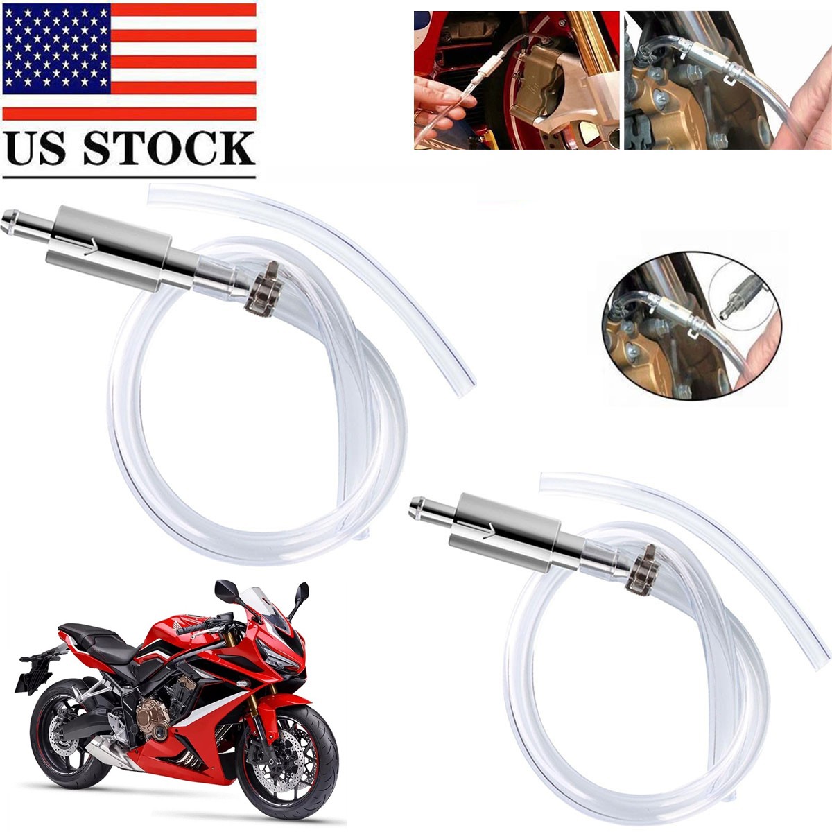 2 PCS Brake Bleeder Hose, One Way Check Valve Tube Bleeding Tool Kit