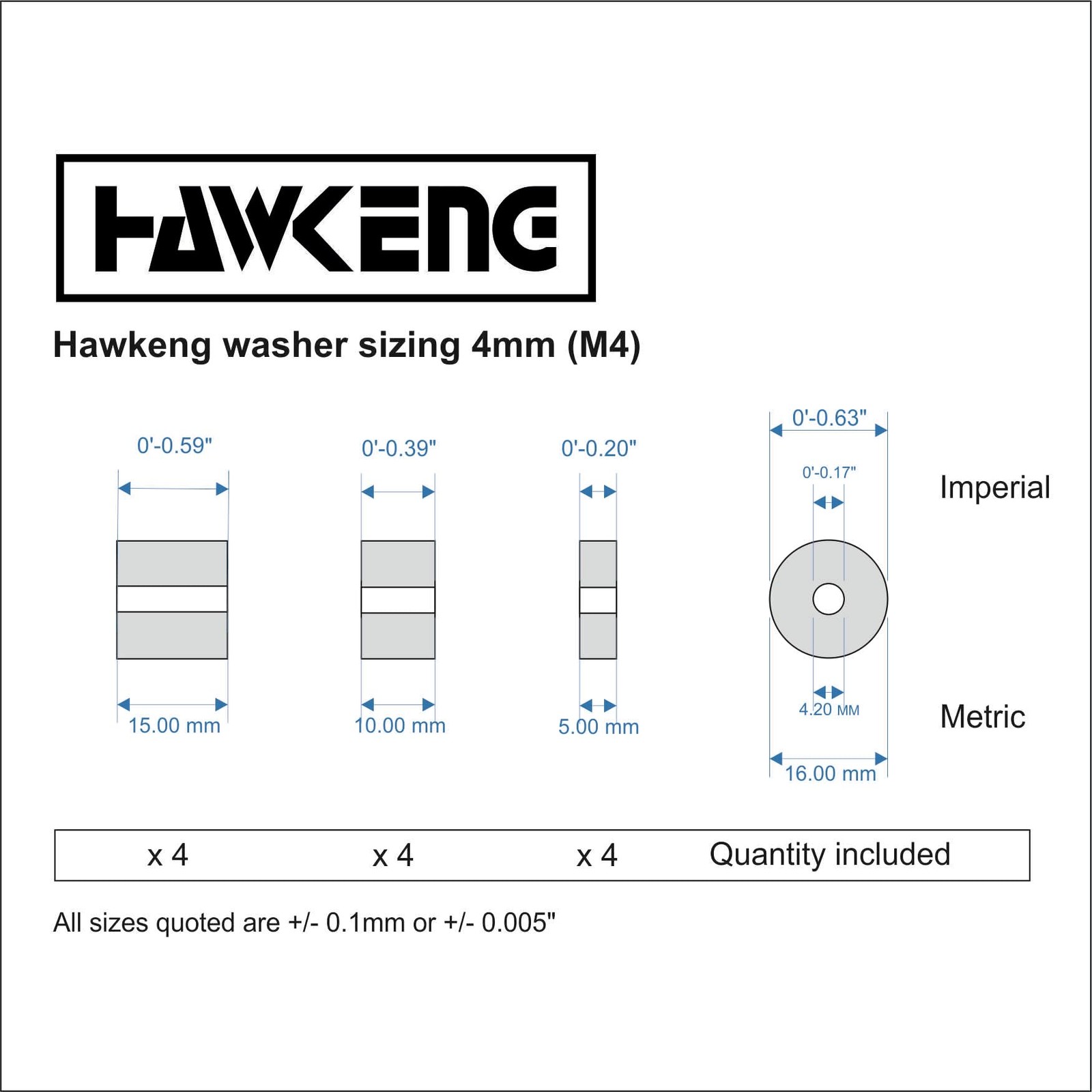 Hawkeng 4mm (M4) Medium Hard Rubber Spacers Standoff 16 millimeters, Black