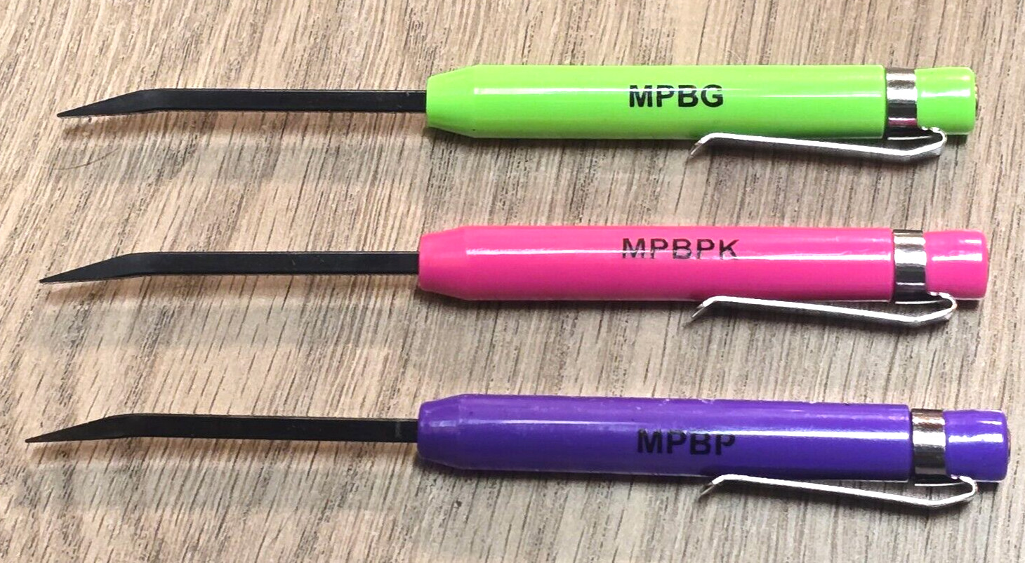 VIM Tools 3pc Mini Pocket Pry Bar Set w/Pocket Clip & Magnet Green, Pink, Purple