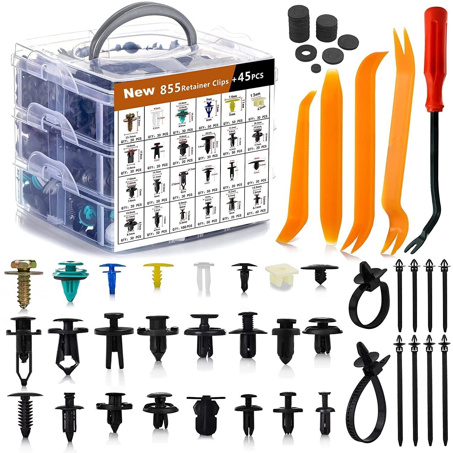 825pcs Car Retainer Auto Fasteners Push Trim Plastic Clips Pin Rivet Bumper Kit