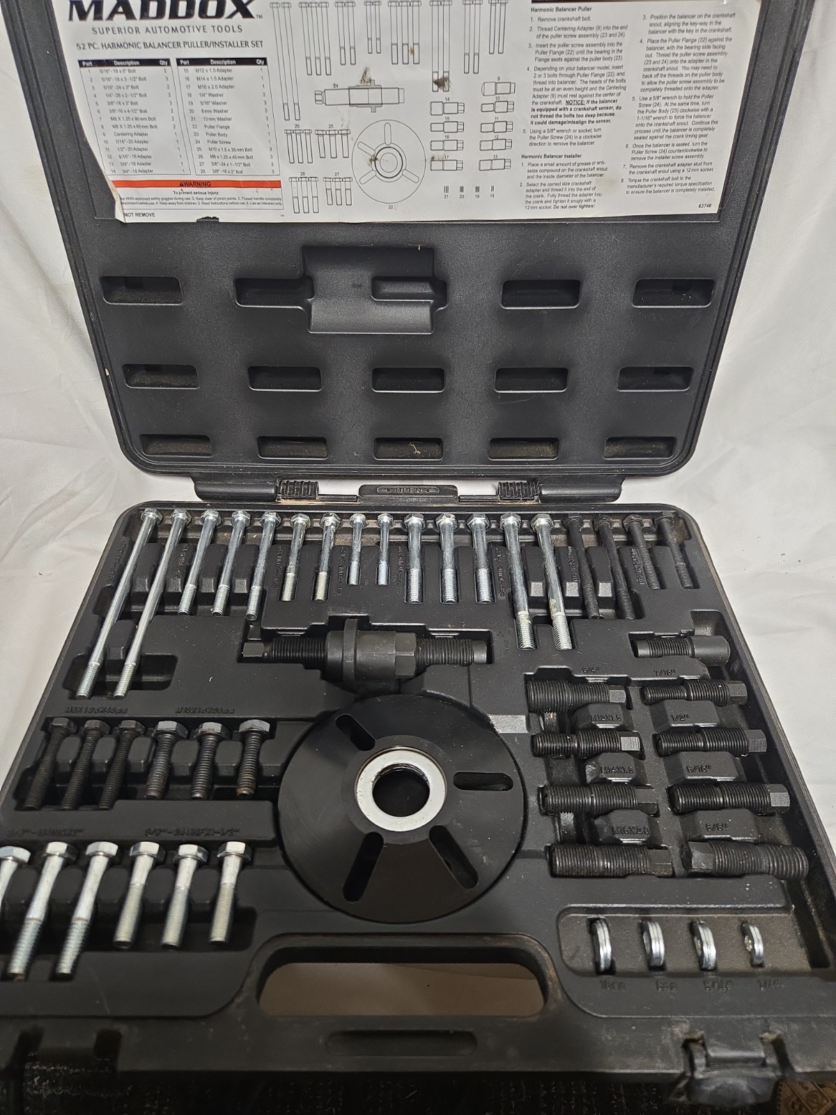52pc Harmonic Balancer Puller Removal & Install Tool Set Flywheel Crankshaft Kit