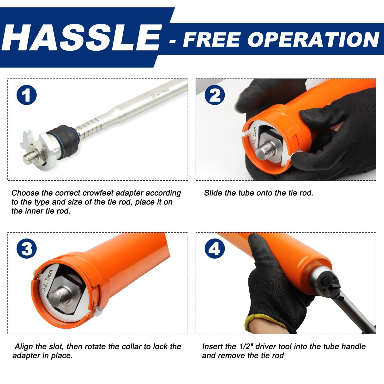 Inner Tie Rod Removal Tool Set – 12 Crowfoot Adapters, 1/2″ Drive – Easy Install