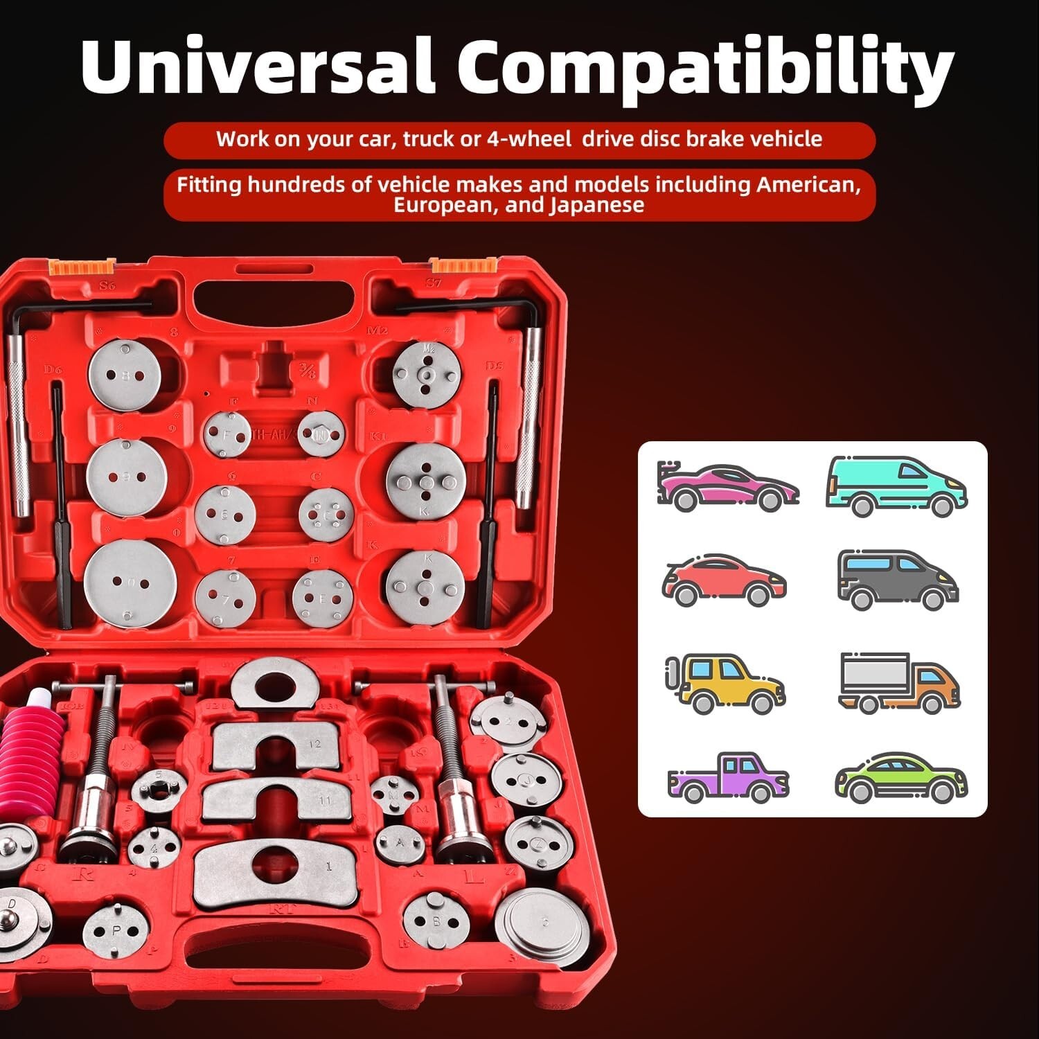 35Pcs Universal Car Disc Brake Pad Caliper Piston Rewind Wind Back Tool Kit