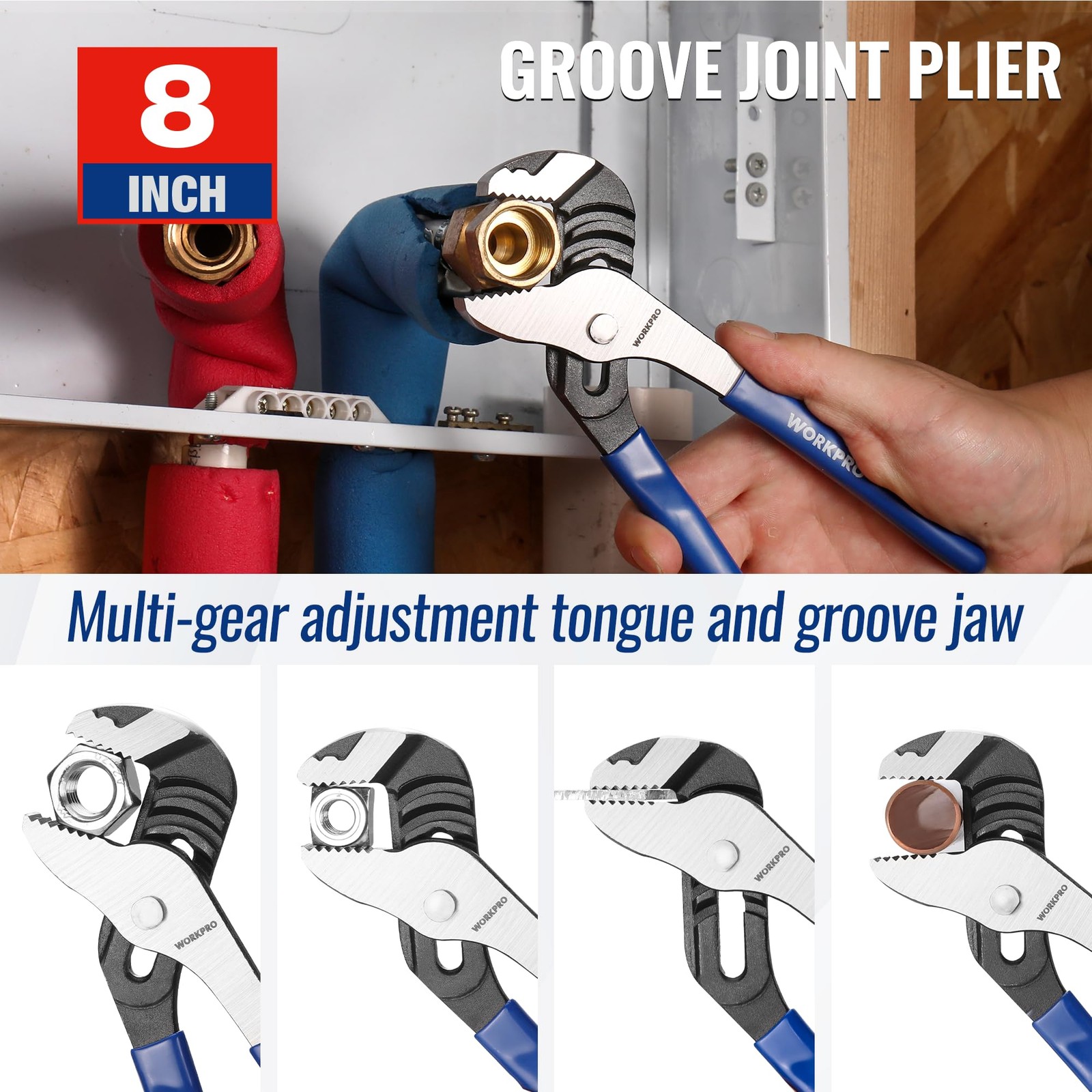 WORKPRO Pliers Set, 3-Piece Plier Tool Set with Soft Handle, 6″ Needle Navy