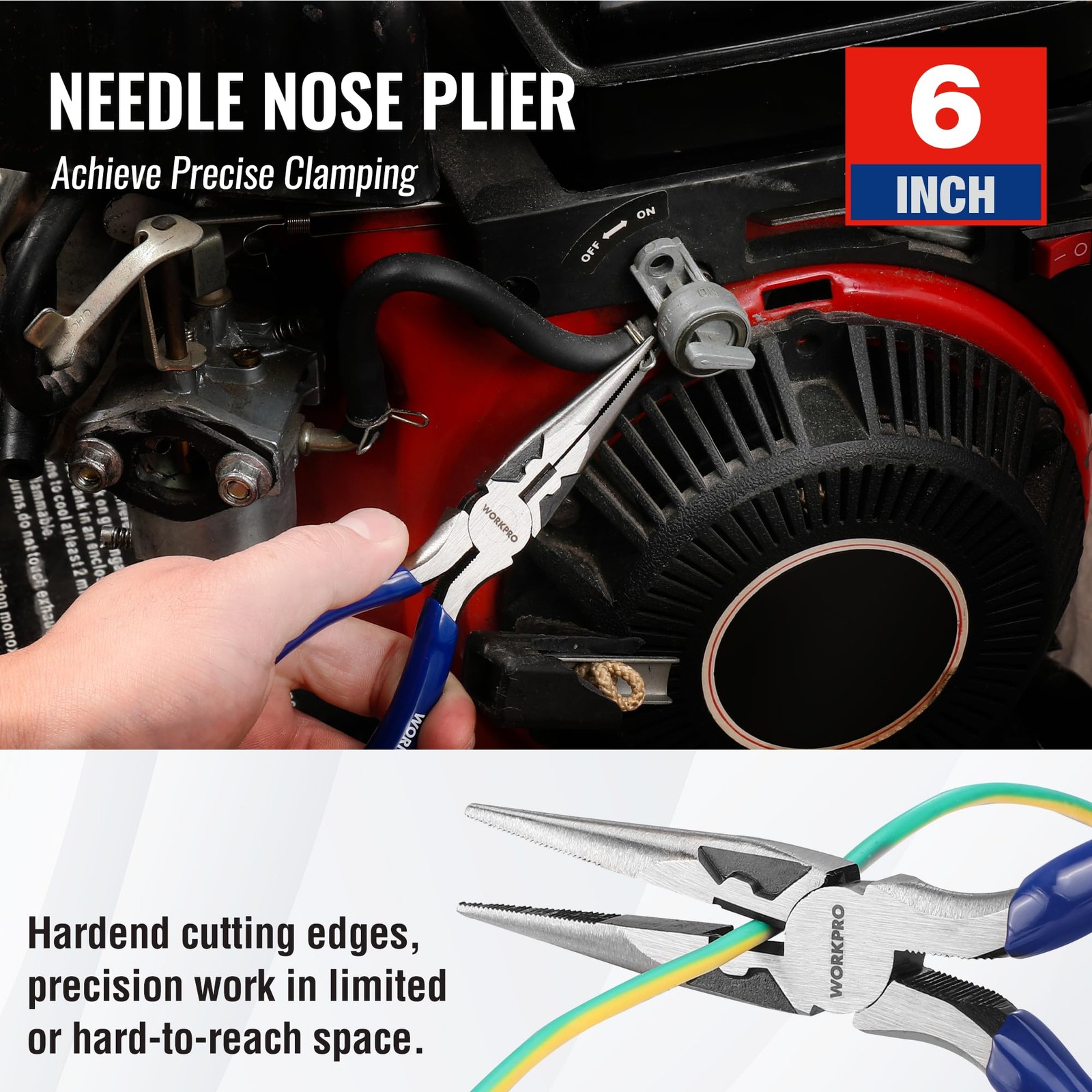 WORKPRO Pliers Set, 3-Piece Plier Tool Set with Soft Handle, 6″ Needle Navy