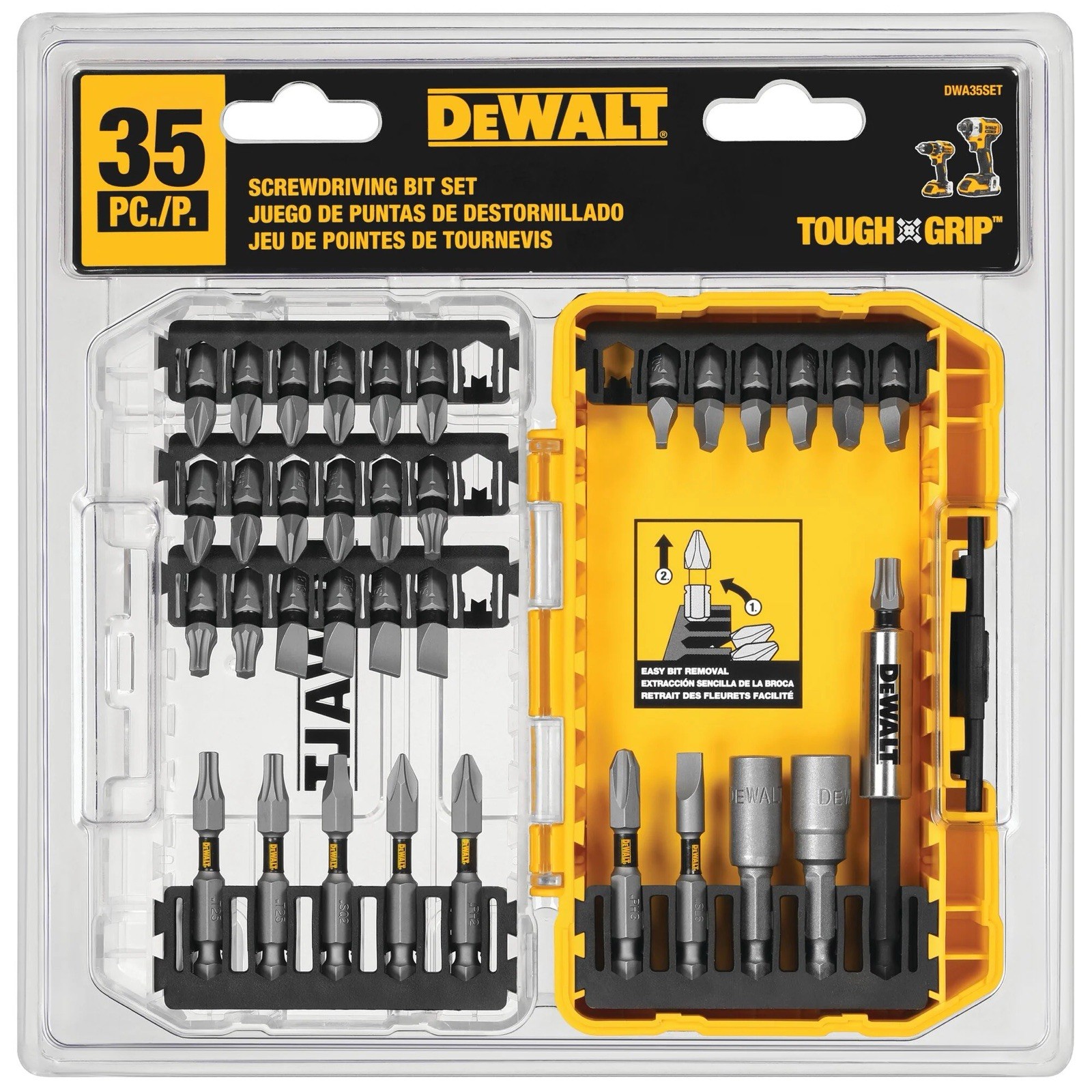 DEWALT Tough Grip Screwdriver Bit Set 35 Piece DWA35SET New