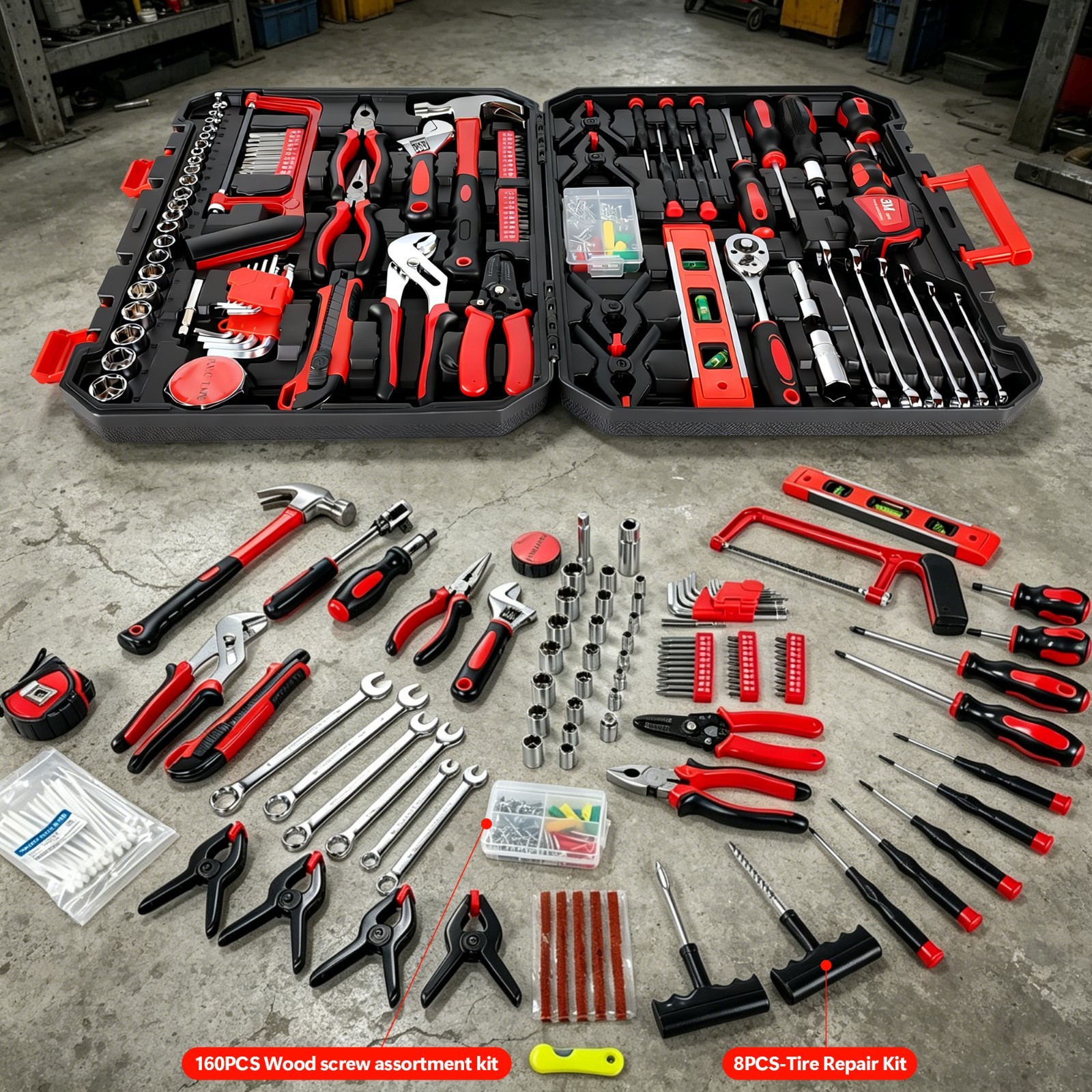 436PCS Stainless Steel Socket Wrench Tool Set for Home Auto Repairs