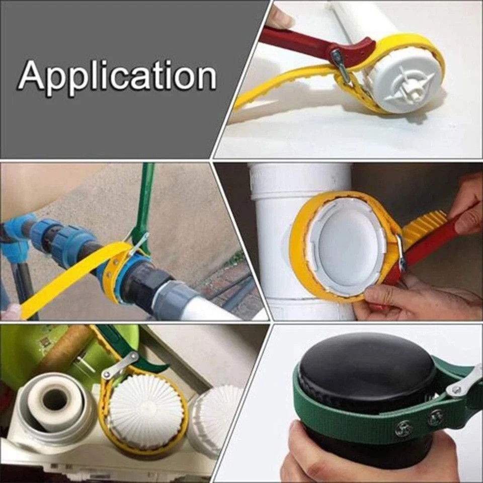 6″ Adjustable Rubber Belt Strap Wrench Metal Pipes Oil Water Filter Removal Tool