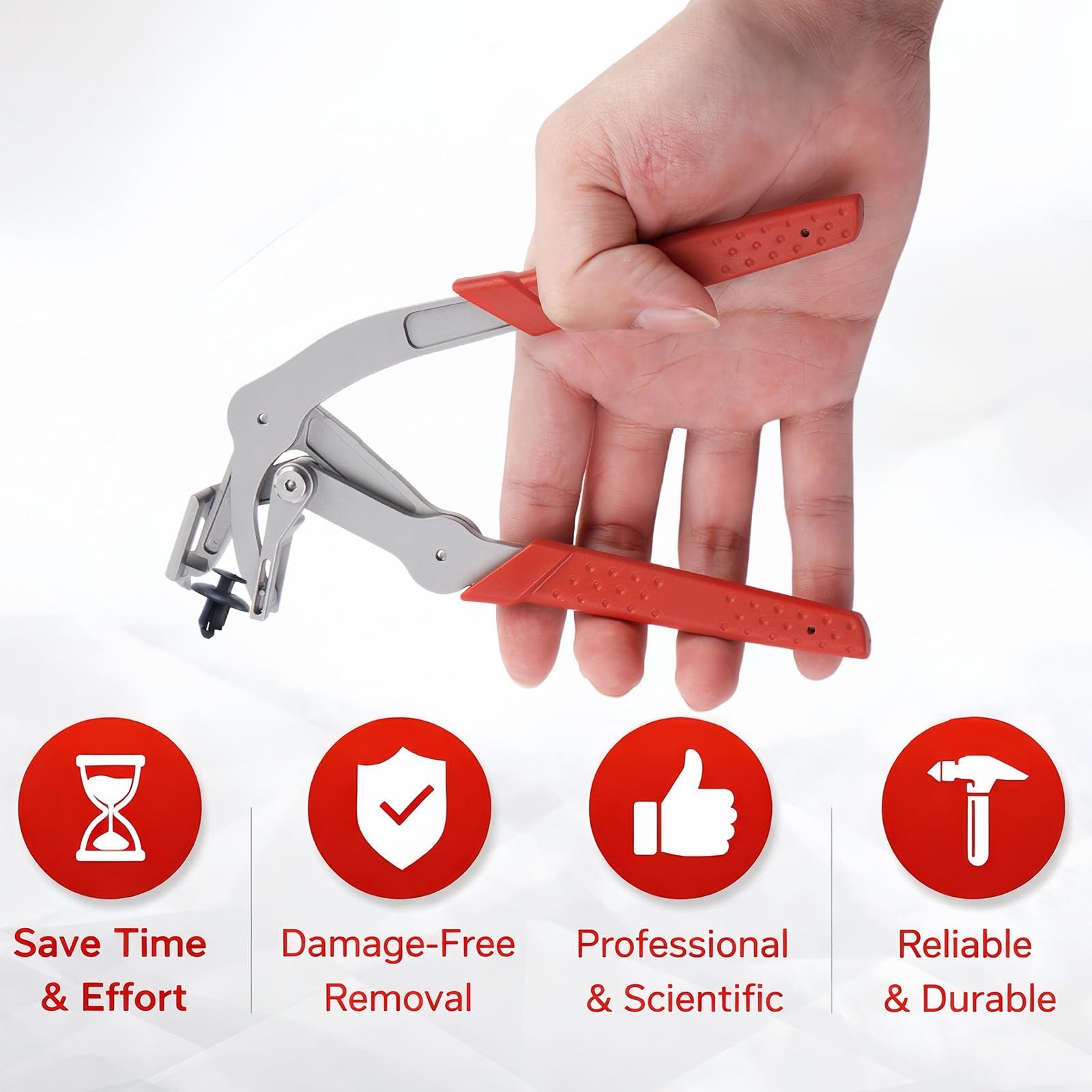 Car Clip Pliers, Spring-Loaded Panel Removal Pliers Tool, XXL, Red
